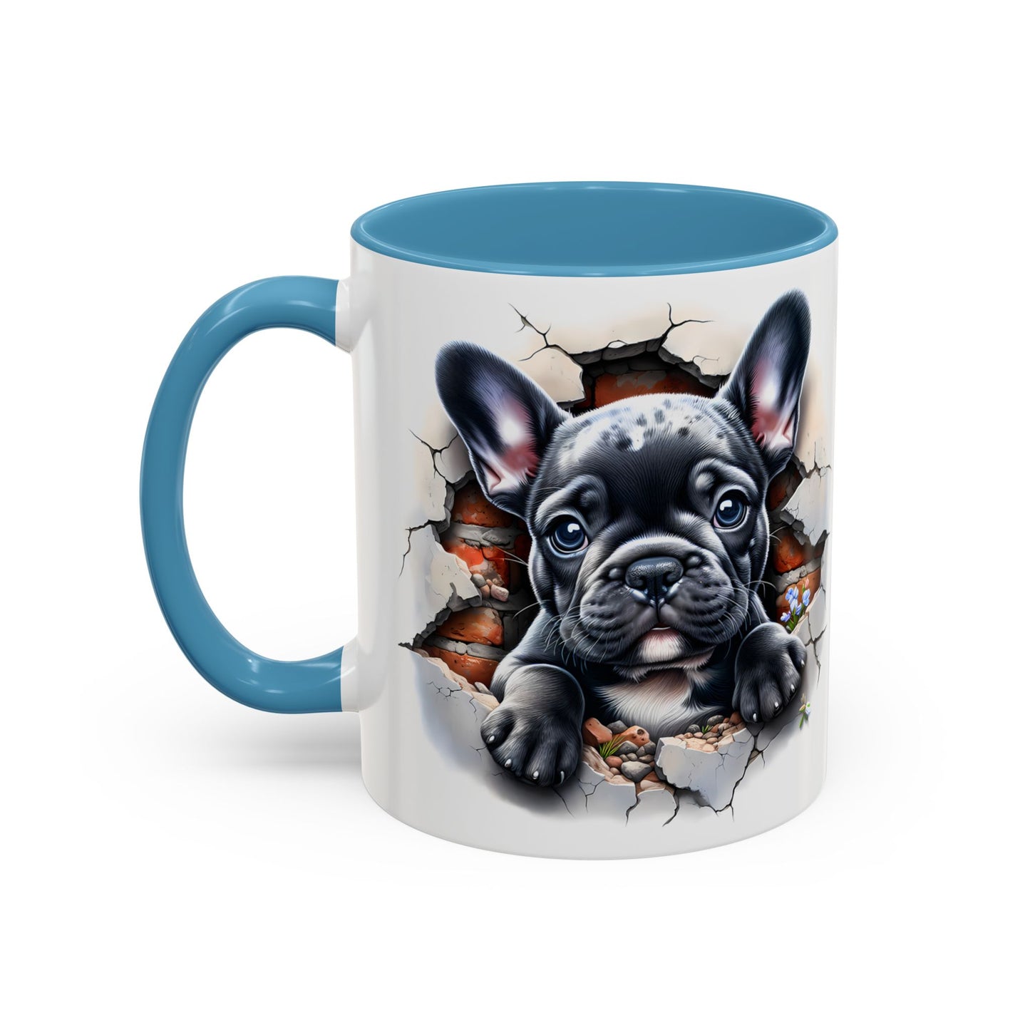 🐾🖤 Black French Bulldog Puppy Accent Mug – Cute Peek-Through Cup for Dog Lovers ☕✨
