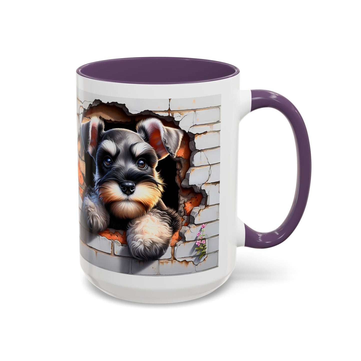 🎀🐶 Schnauzer Puppy Accent Mug – Cute Peek-Through Dog Design for Animal Lovers ☕💖