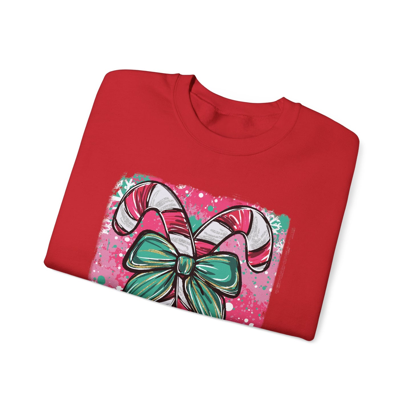 🍭✨ Candy Cane Bow Sweatshirt – Sweet Holiday Style 💖🎀