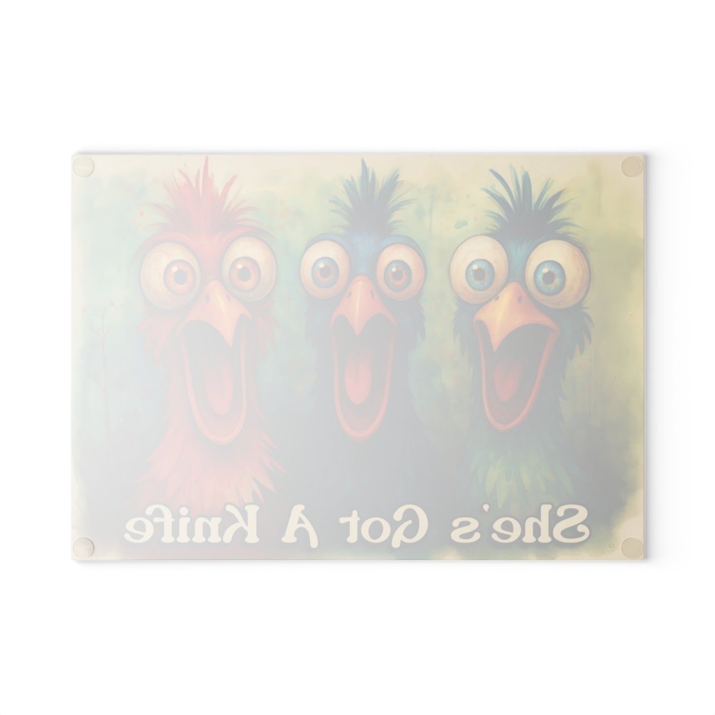 🐔✨ “Cozy Kitchen Birds” Glass Cutting Board – Warm Charm for Everyday Cooking