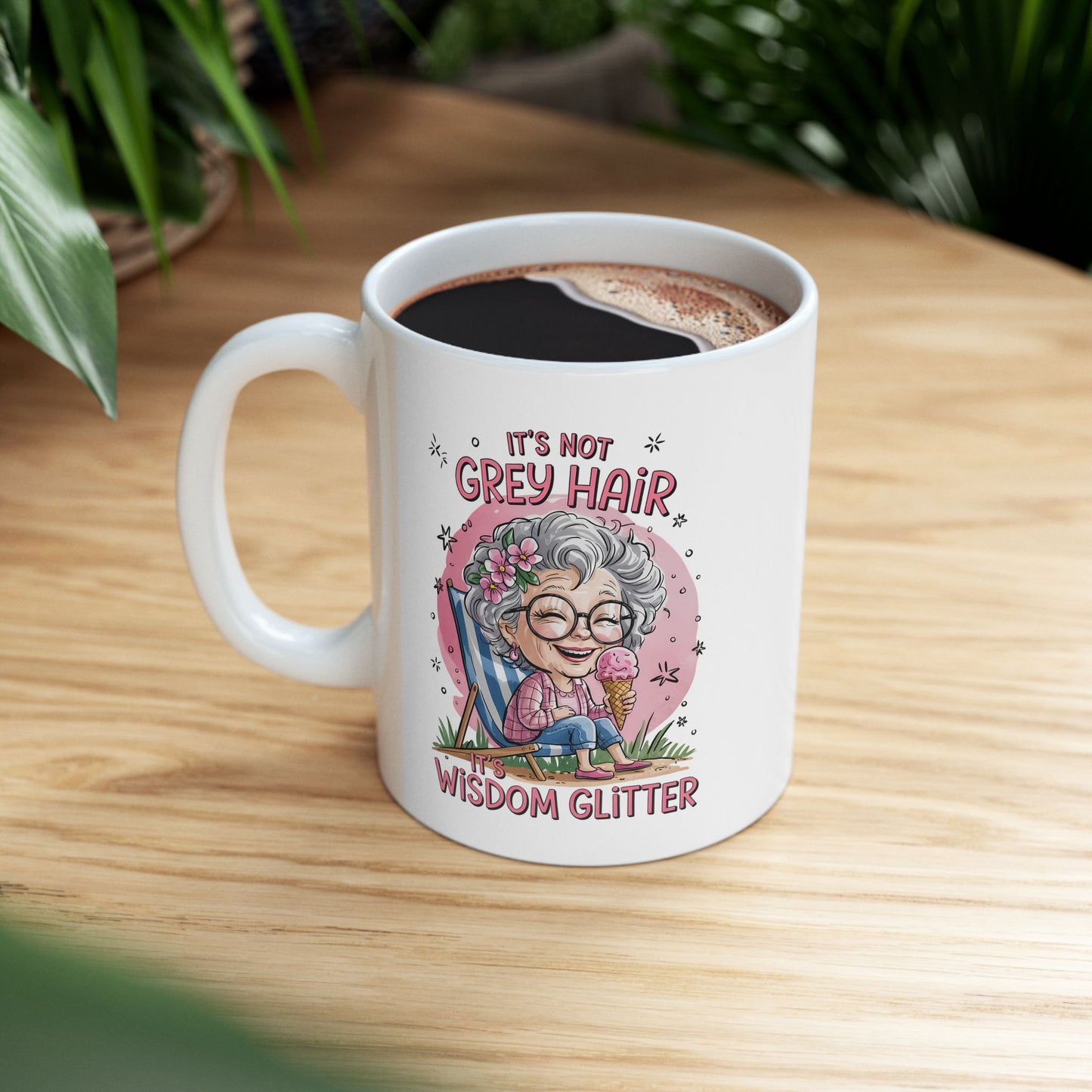 🌸 No son canas, son purpurina de sabiduría: una taza de café divertida y empoderadora para abuelas 💖