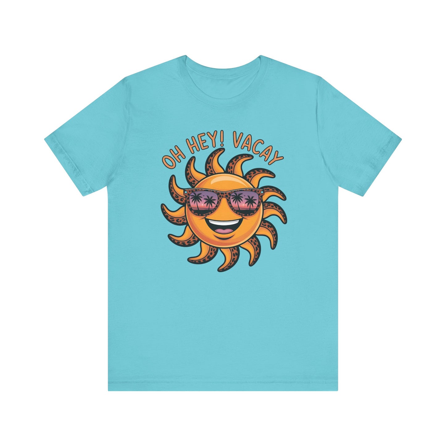 ☀️ ¡Hola! Camiseta de vacaciones – Sol sonriente con gafas de sol | Camiseta gráfica de verano para mujer