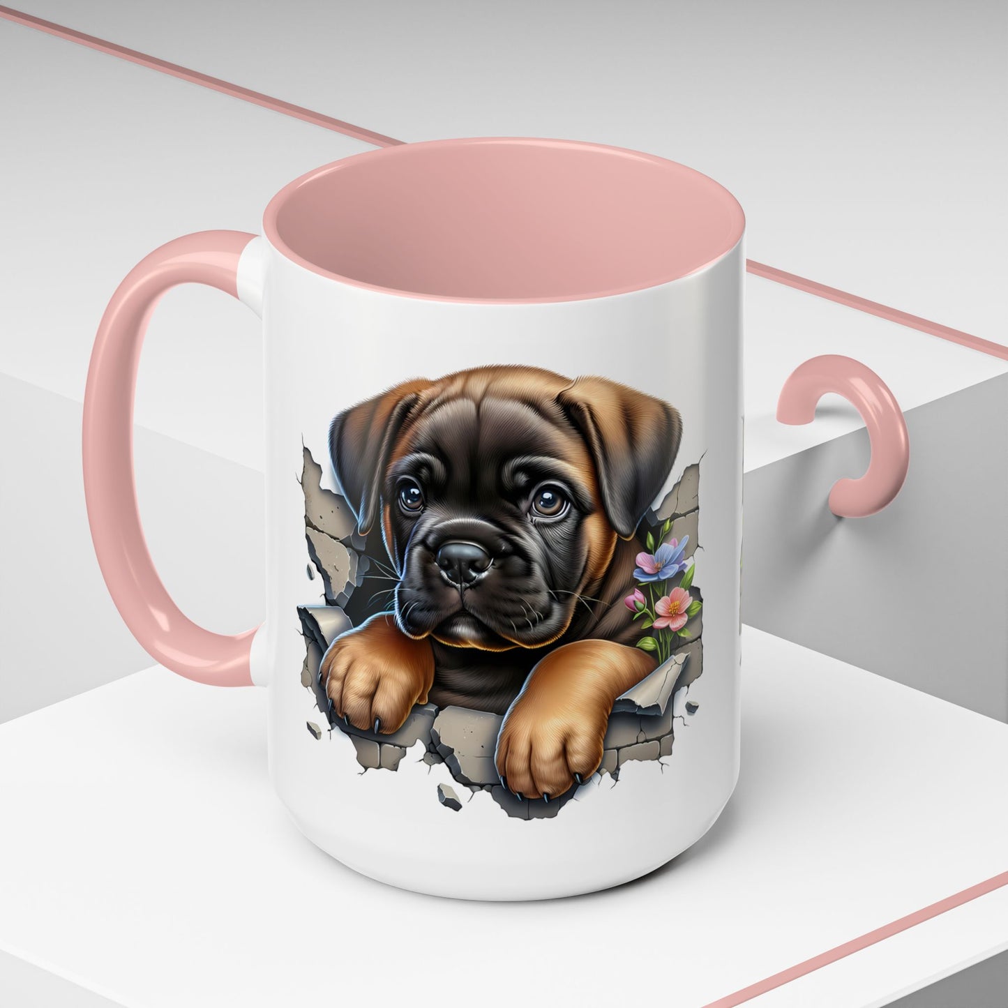🧡 Boxer Puppy Accent Mug – Adorable Peek-Through Cup for Dog Lovers