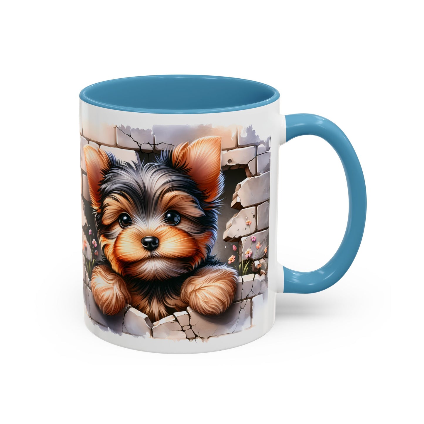 🎀🐶 Yorkie Puppy Accent Mug – Cute Peek-Through Dog Design for Animal Lovers ☕💖