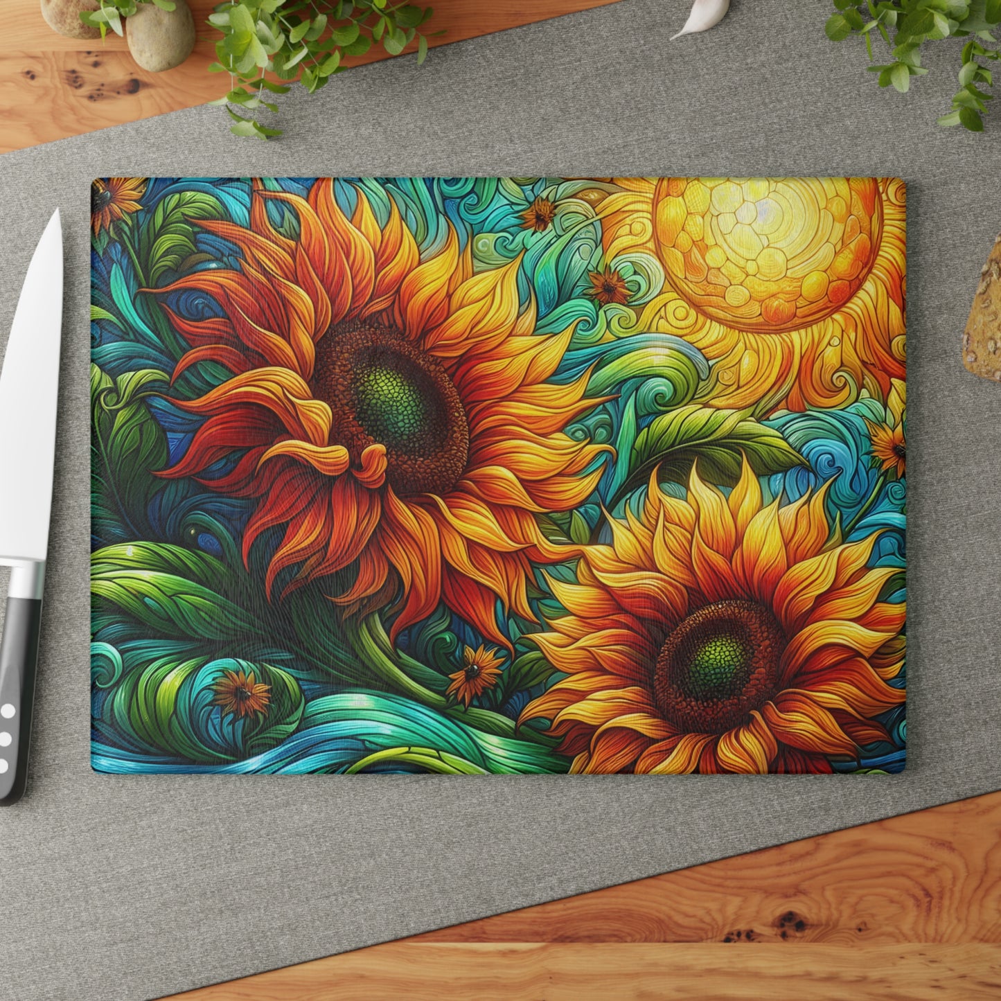🌻✨ Sunflower Swirl Cutting Board – Vibrant Sunshine for Your Kitchen 🌞