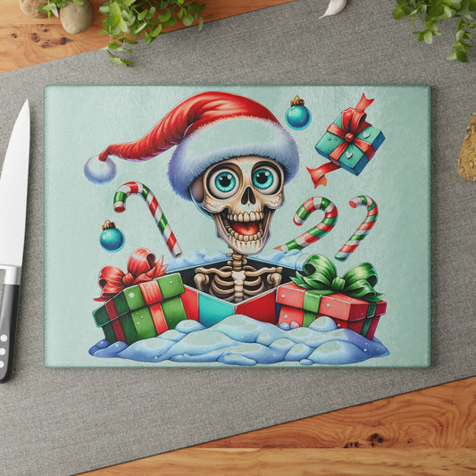 🎄💀 Skeleton Santa Cutting Board – A Spooky Splash of Holiday Cheer for Your Kitchen