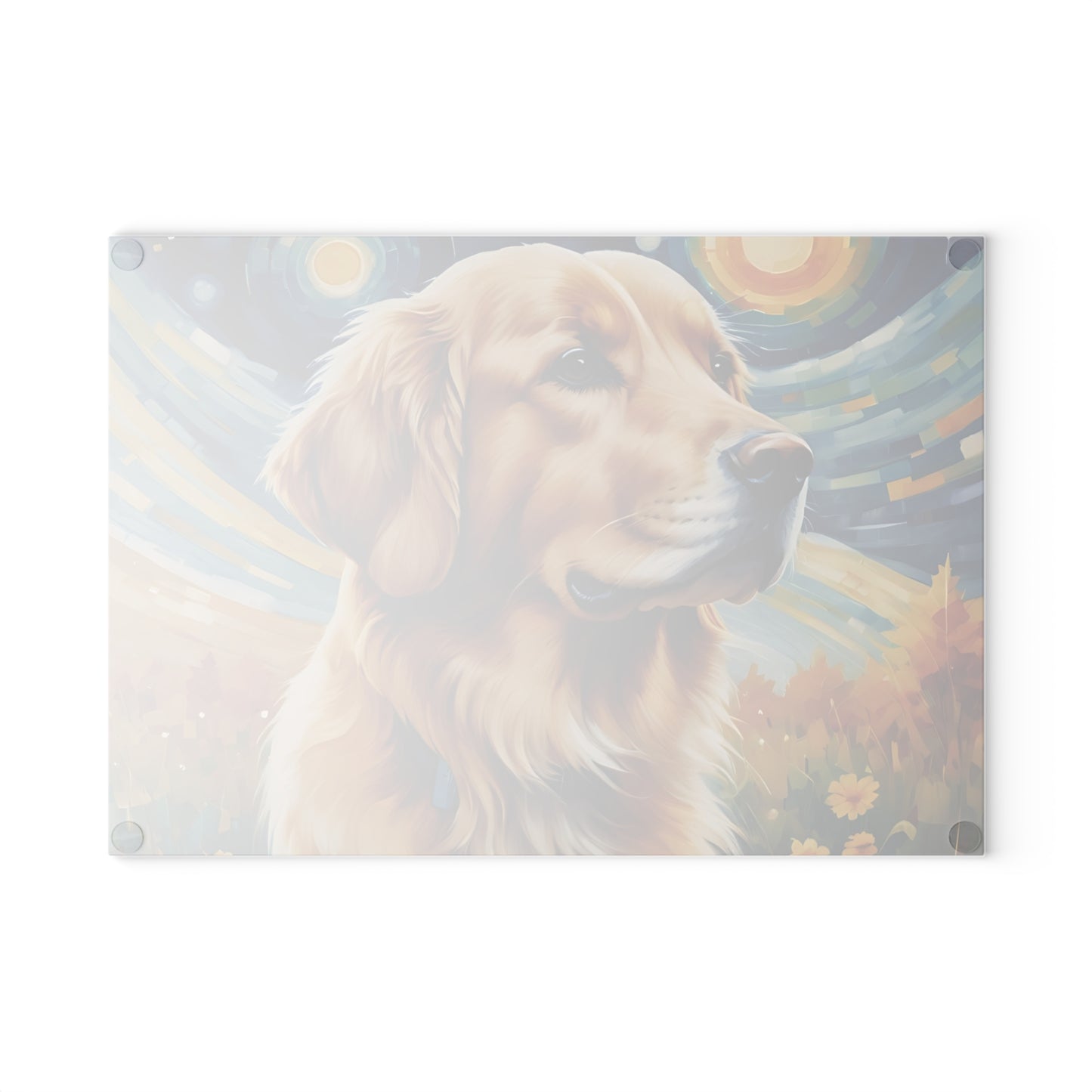 🌌 Golden Retriever Starry Night Cutting Board – Whimsical Art for Dog Lovers 🐕