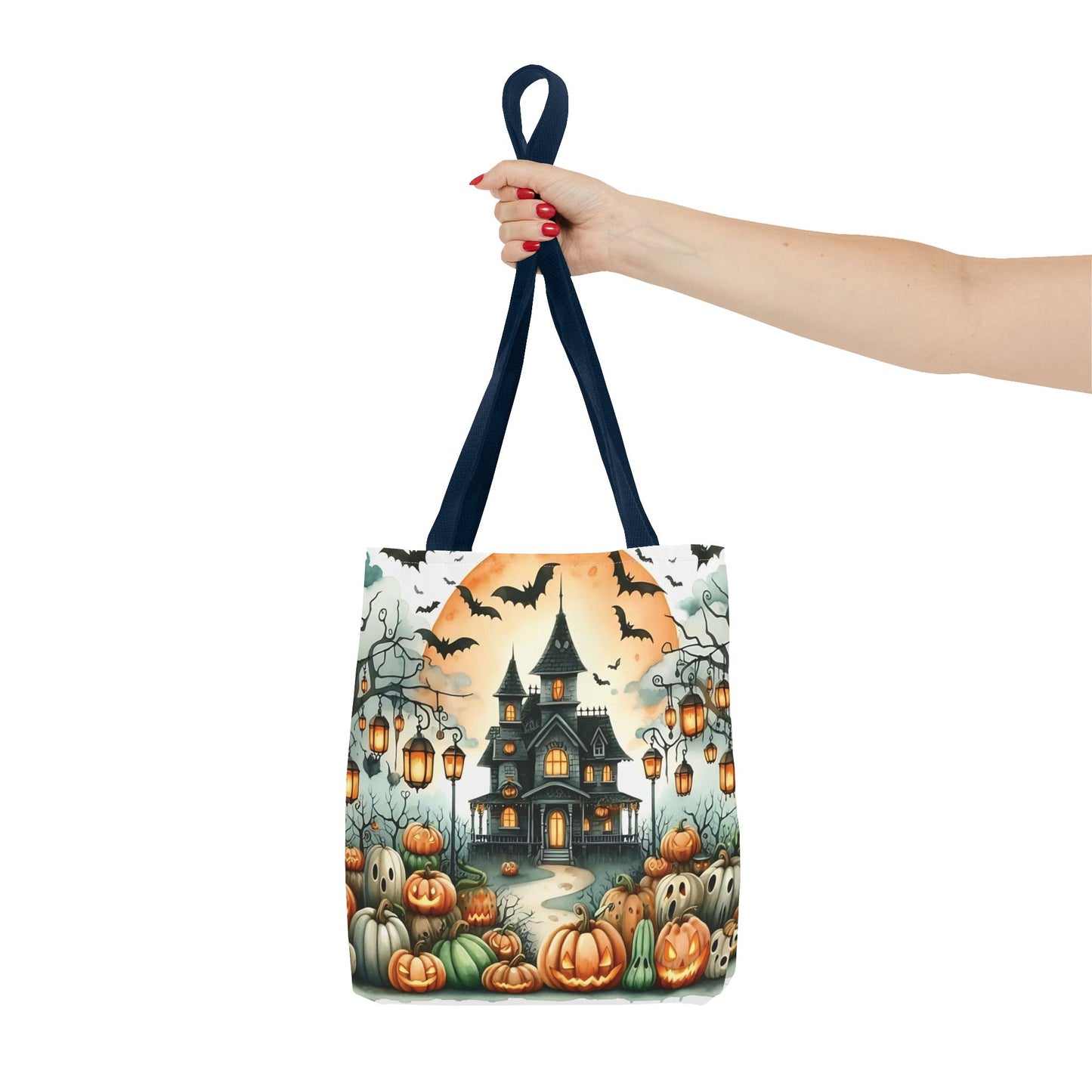 🏚️ Haunted House Halloween Tote Bag – Spooky Nights & Pumpkin Delights 🎃🖤