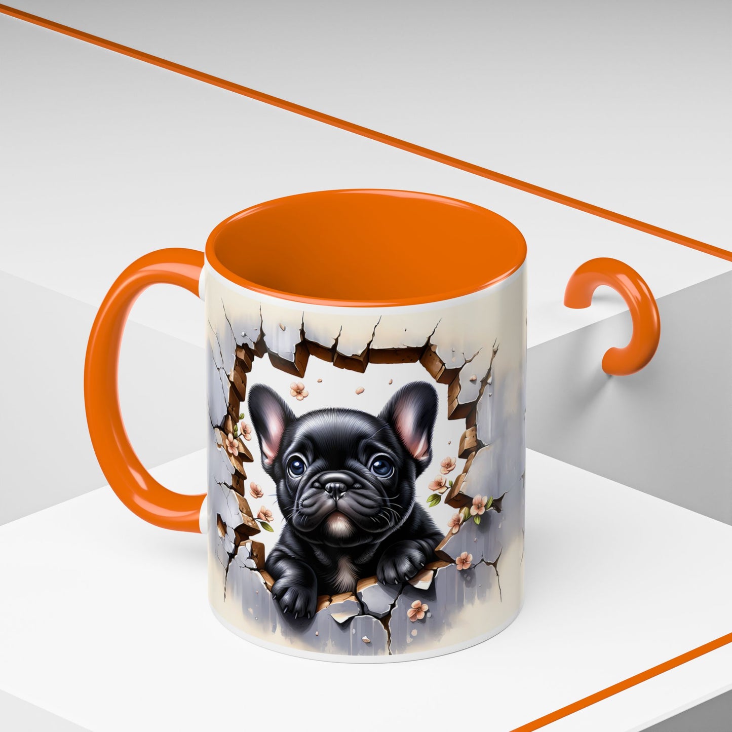 🐾☕ Black French Bulldog Puppy Accent Mug – Cute Breakthrough Pup Design ✨