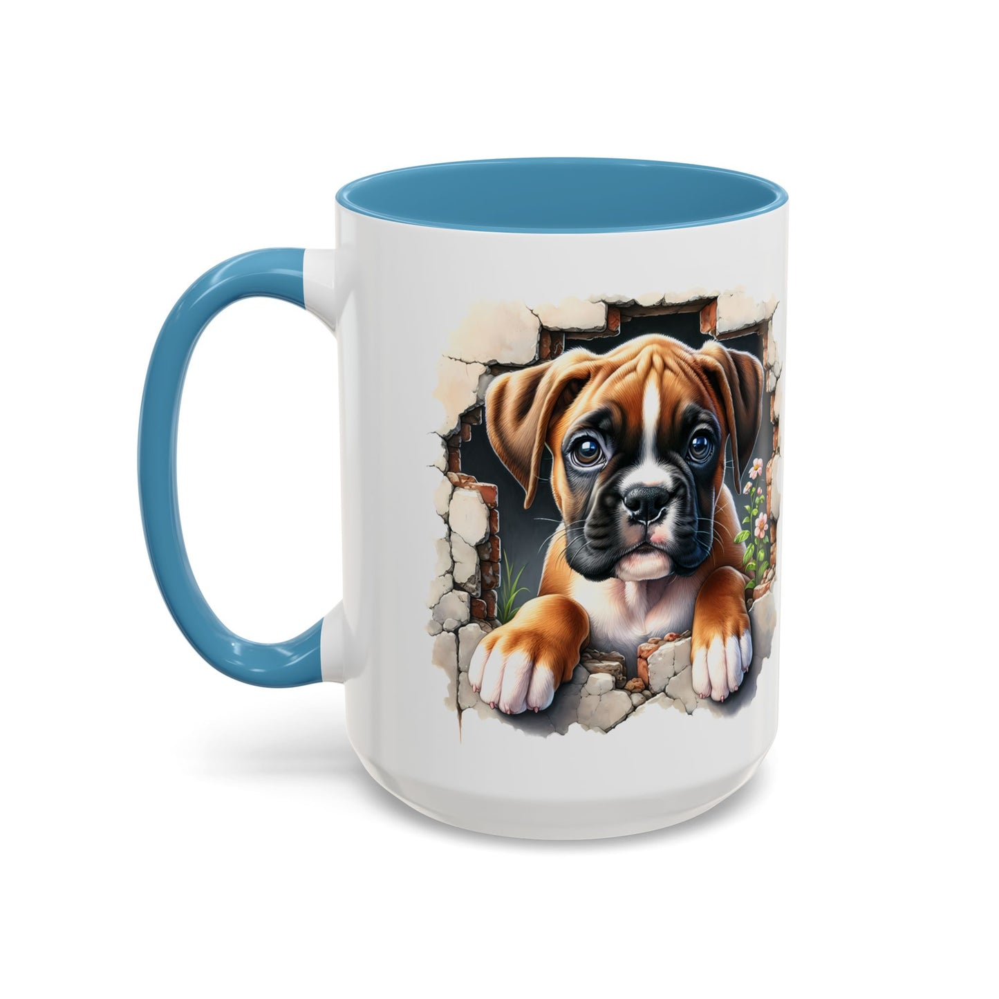 🐶☕ Boxer Puppy Peek Accent Mug – Adorable Dog Lover Gift ✨💛
