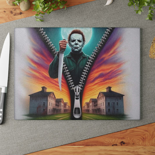 🔪 Sunset Madness Cutting Board – Zip Through the Chaos in Style