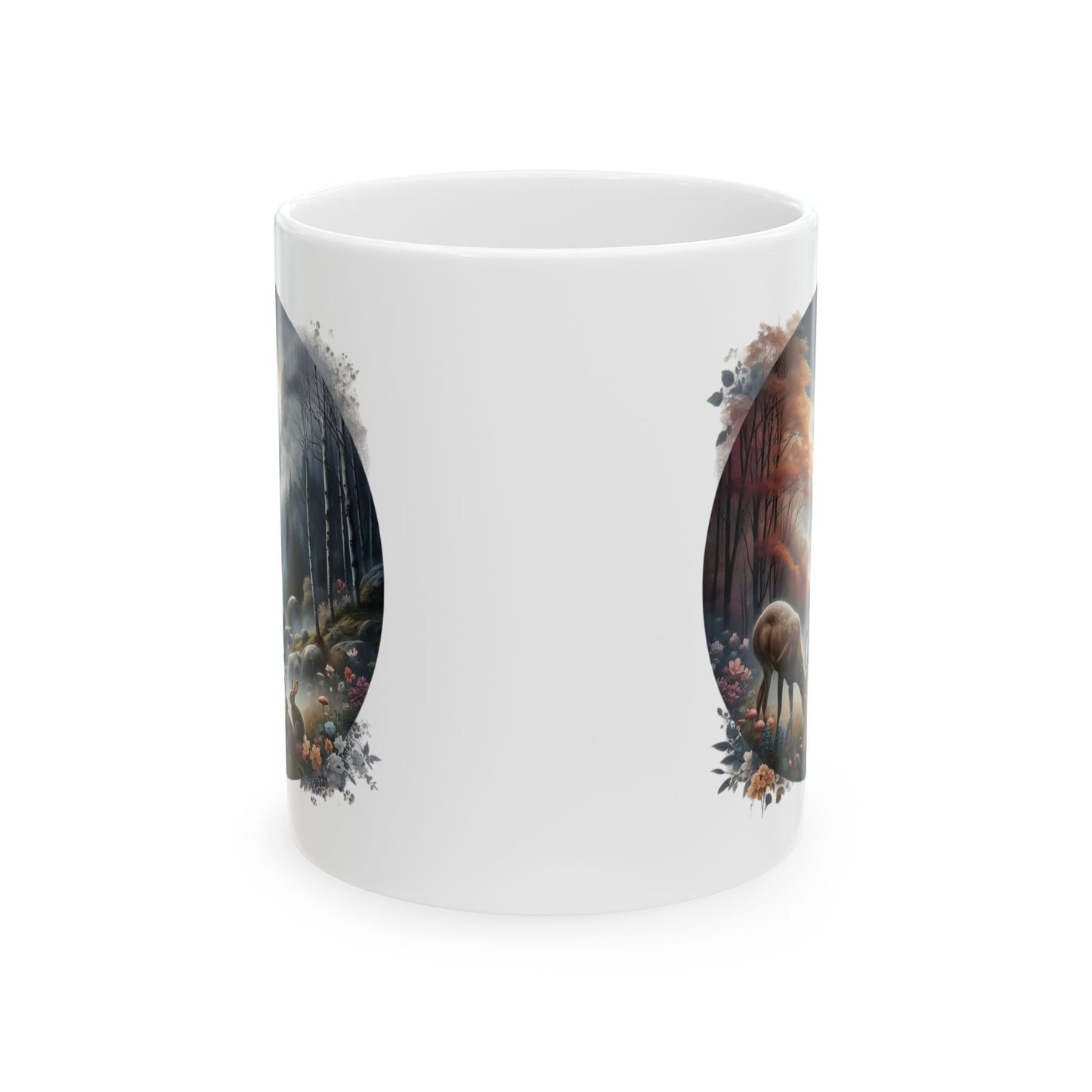 🦌🌲 Deer Forest Mug – Rustic Wildlife Coffee Cup ☕🍂