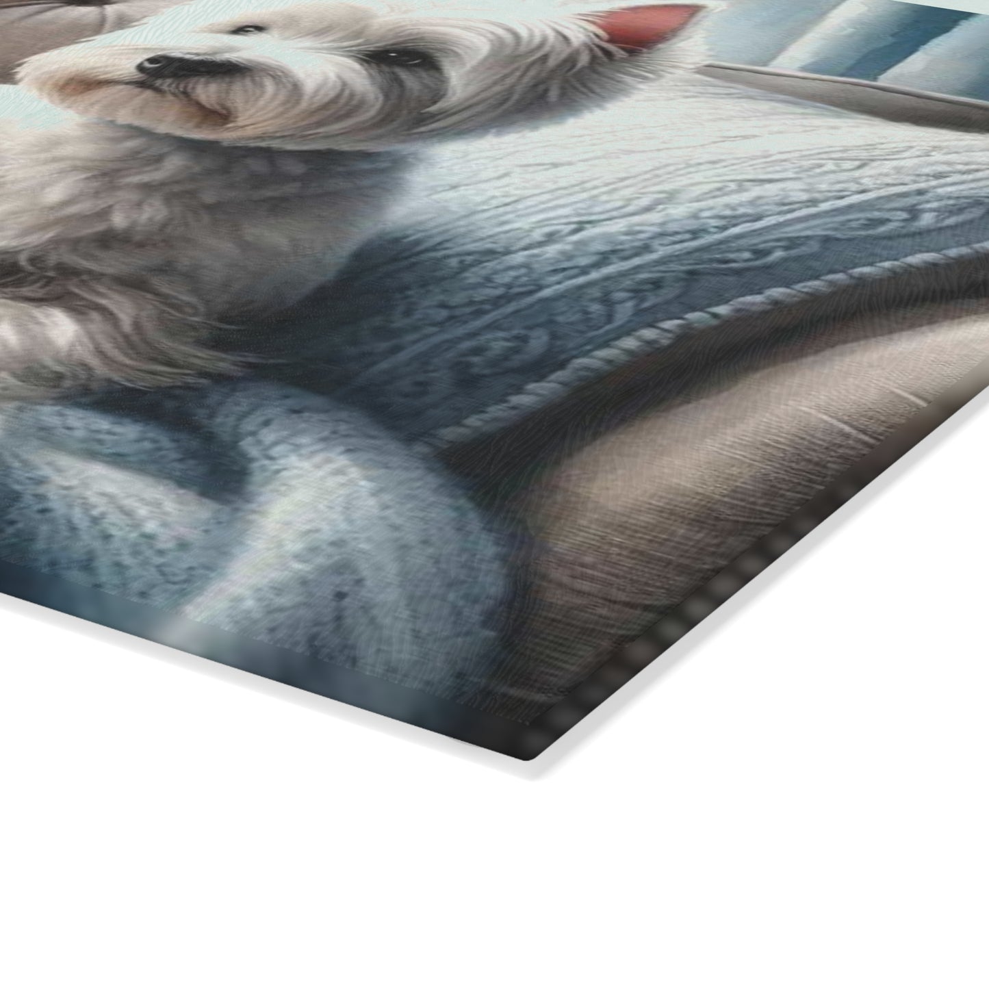 🐾 Westie in Blue Window Nook Cutting Board – Cozy Charm for Dog Lovers 🪟