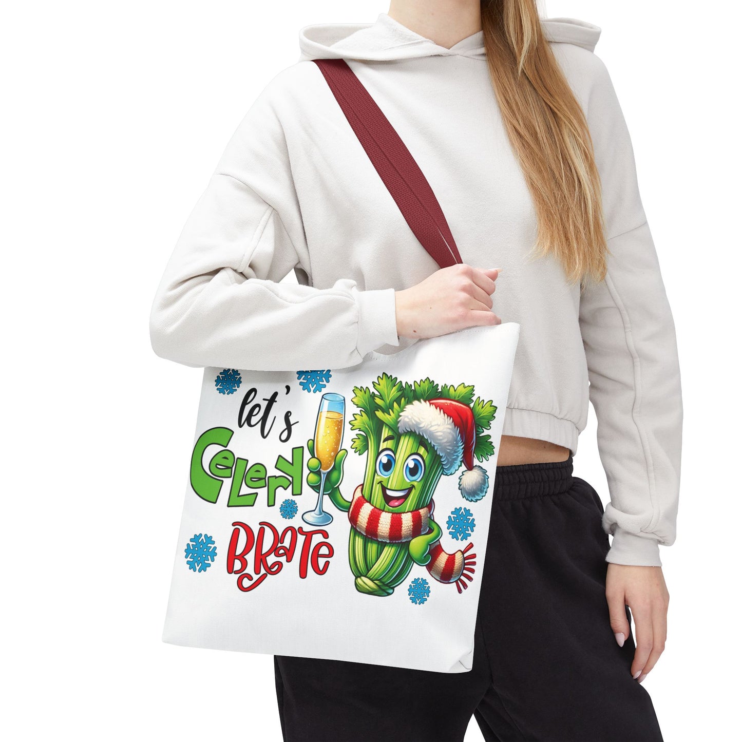 🥂 Let’s Celery-brate Christmas Tote Bag – Fun, Festive & Eco-Friendly 🎄