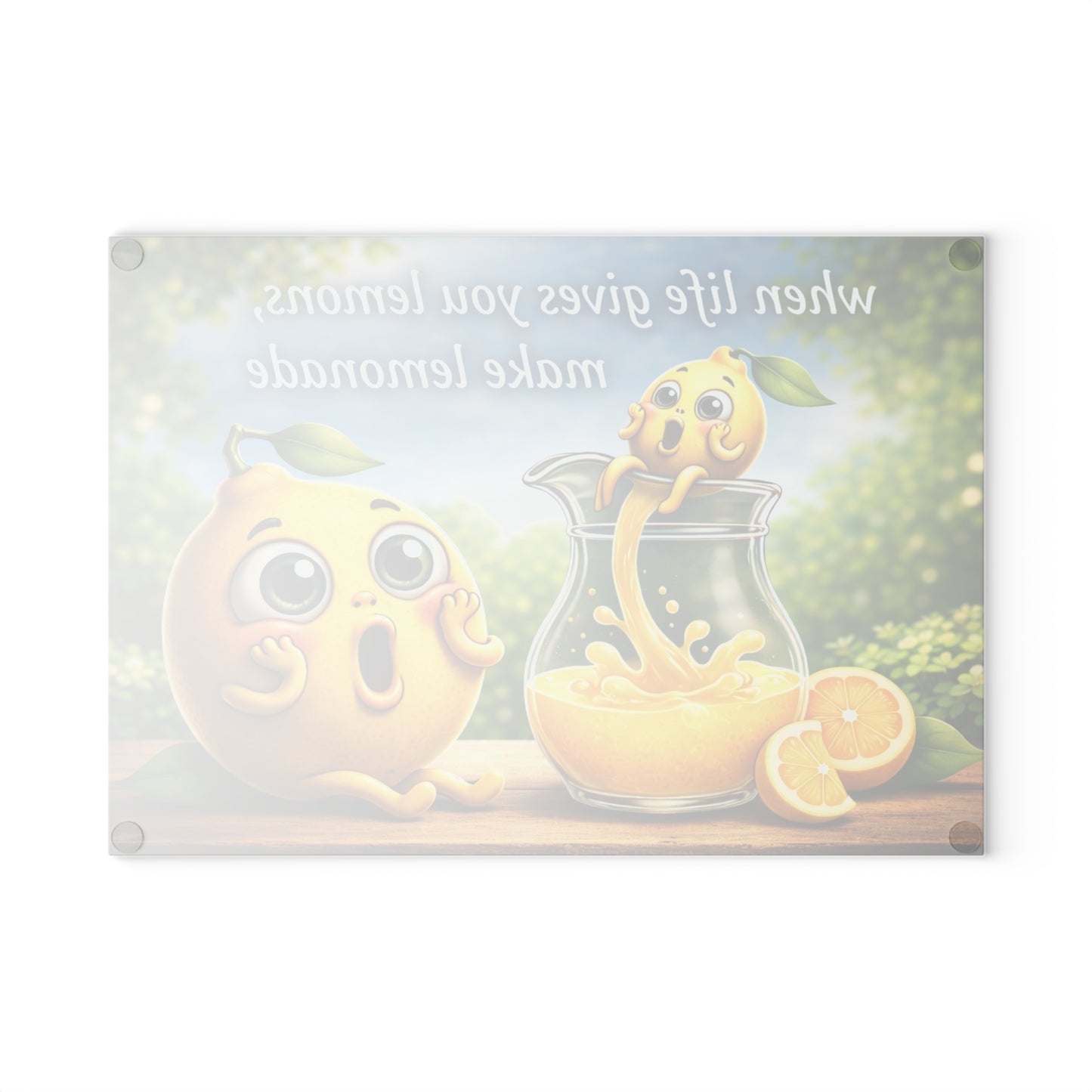 When Life Gives You Lemons Glass Cutting Board – Cute Lemonade Kitchen Art with Positive Quote