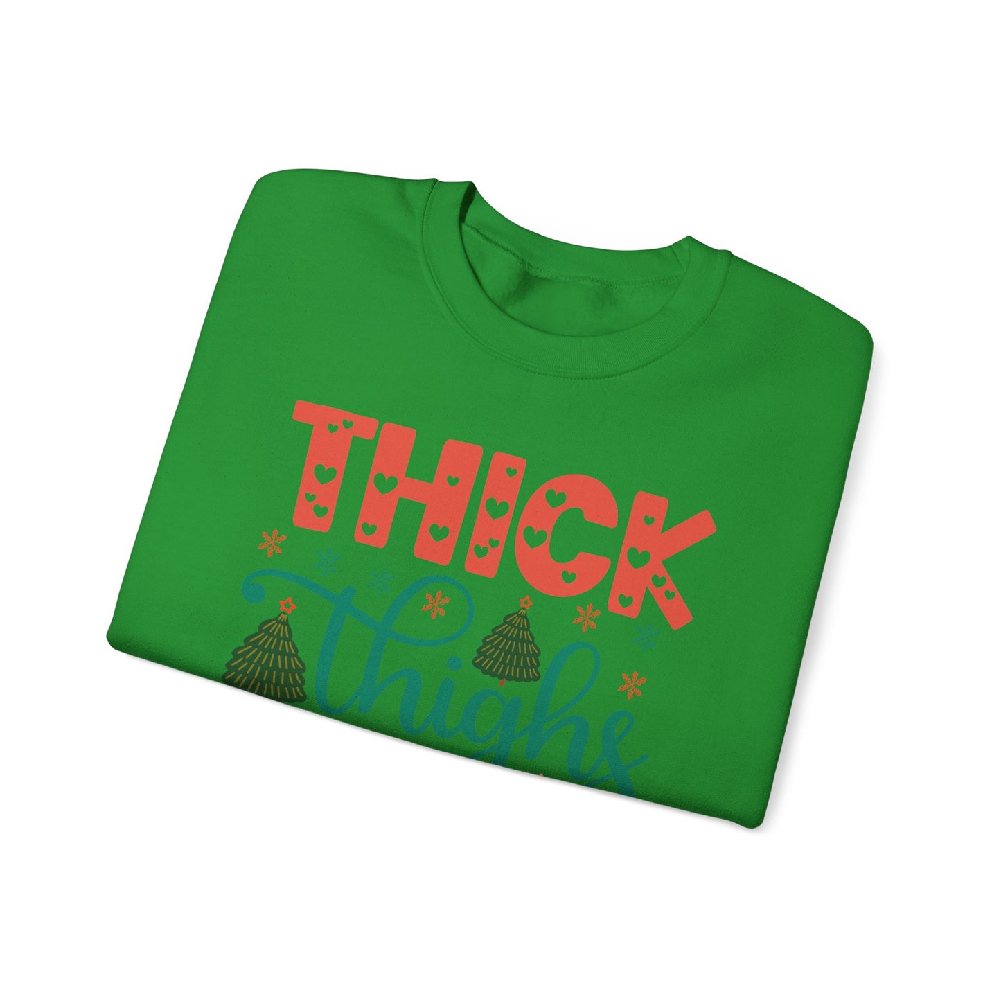 🎄💖 Thick Thighs & Christmas Vibes Crewneck – Cute, Confident & Cozy