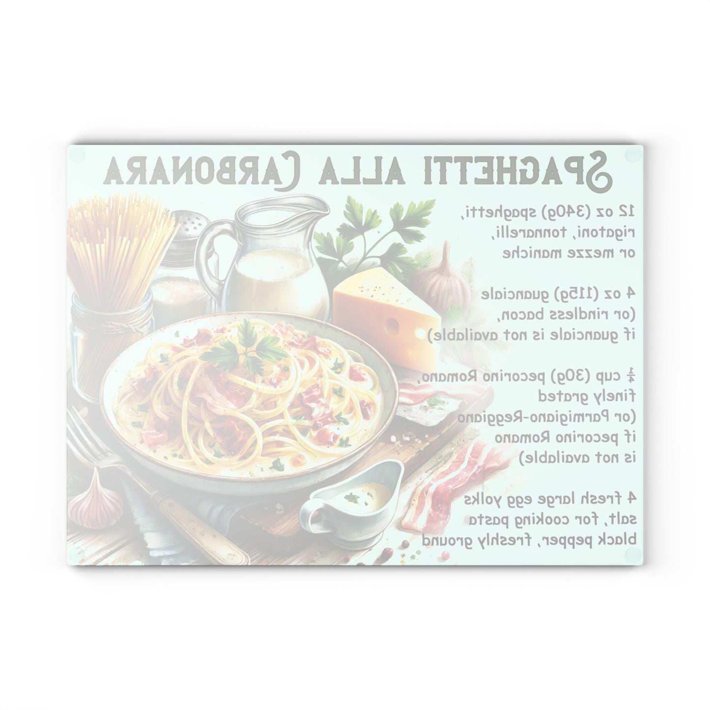 🍝 Spaghetti alla Carbonara – Classic Italian Recipe Glass Cutting Board