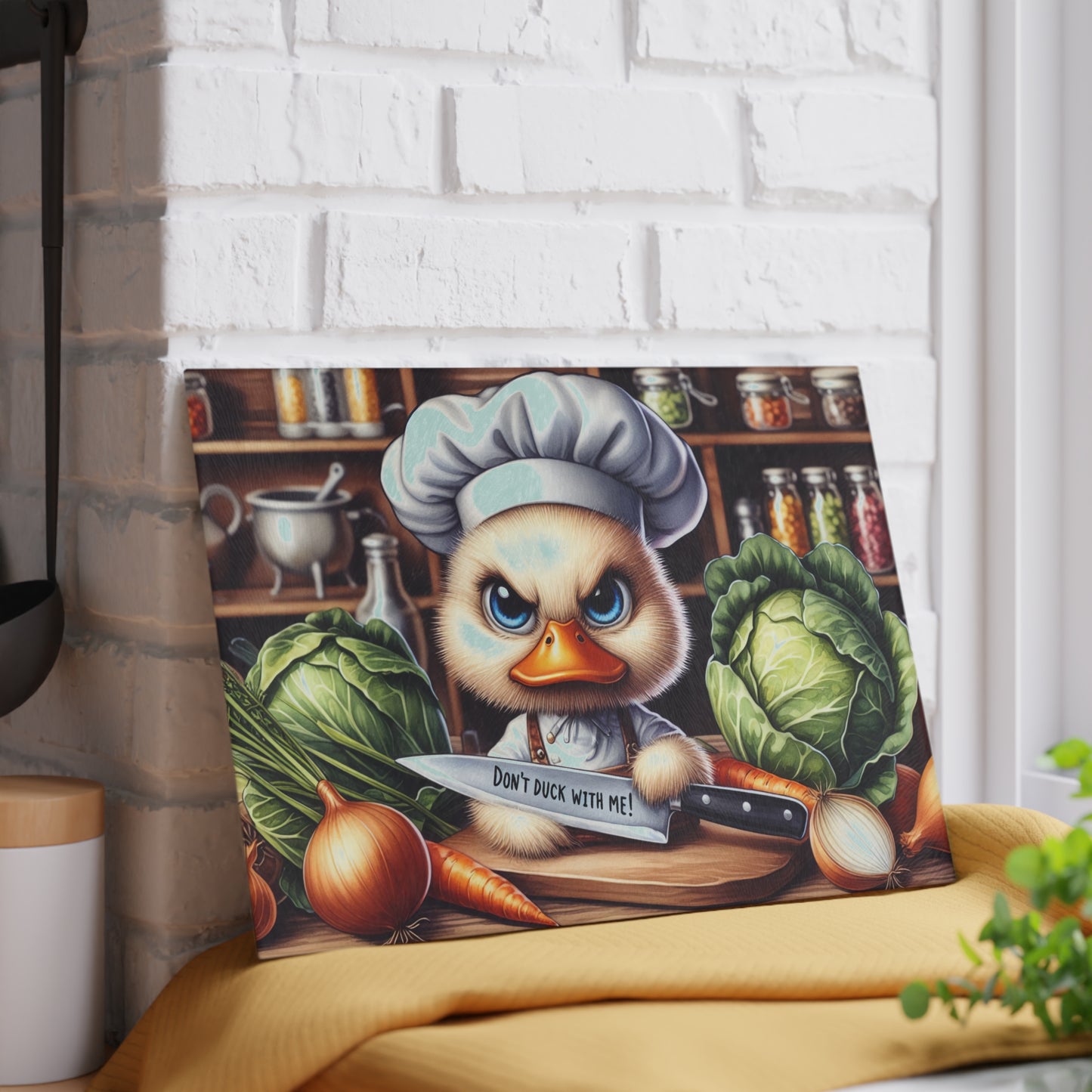 Don’t Duck With Me Glass Cutting Board – Funny Duck Chef Kitchen Art Display