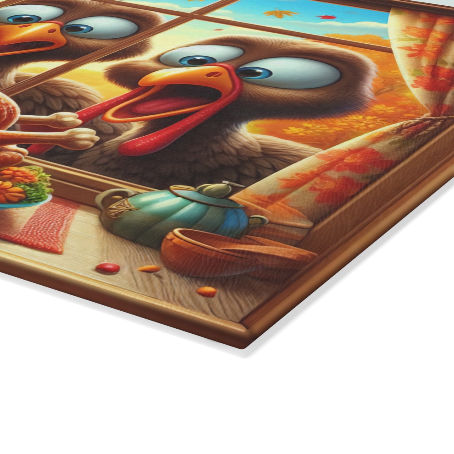 😂🦃 Funny Thanksgiving Turkeys Cutting Board – Gobble Squad at the Window