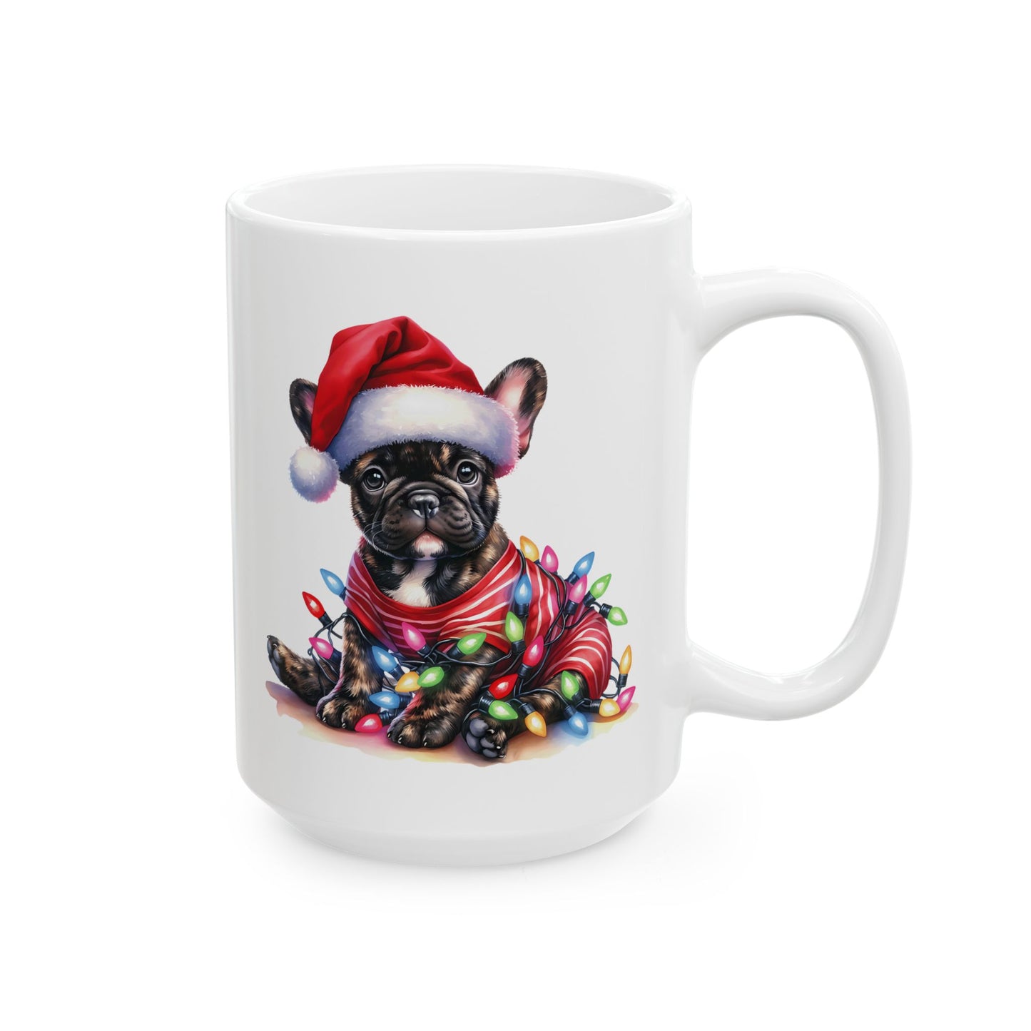 🎄 French Bulldog Christmas Lights Mug – Holiday Mischief, Frenchie Style! 🐶☕