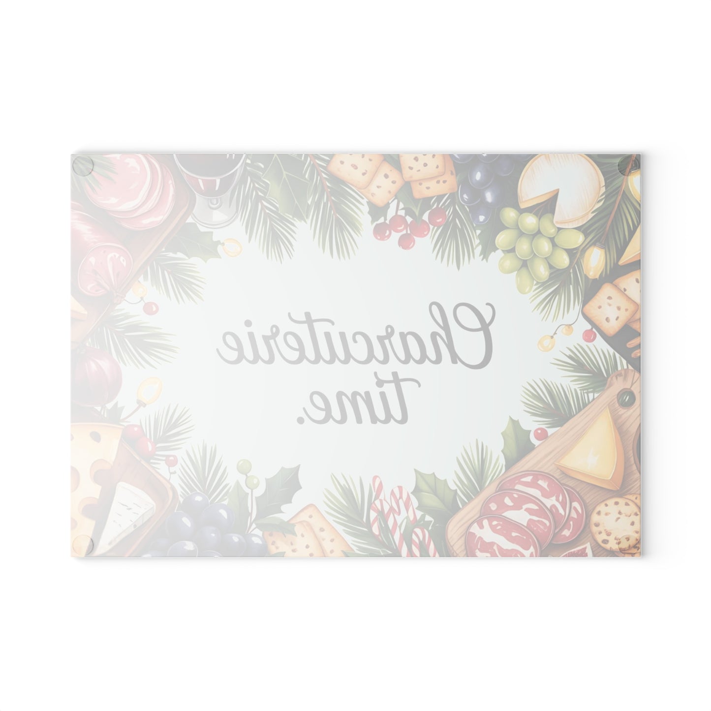🧀🍇 “Snack Board Time” Glass Cutting Board – Festive Spread Vibes for Your Kitchen
