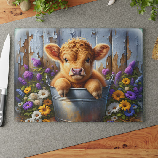 🐮 Bucket Calf Cutting Board – Sweet Farmhouse Charm in Bloom