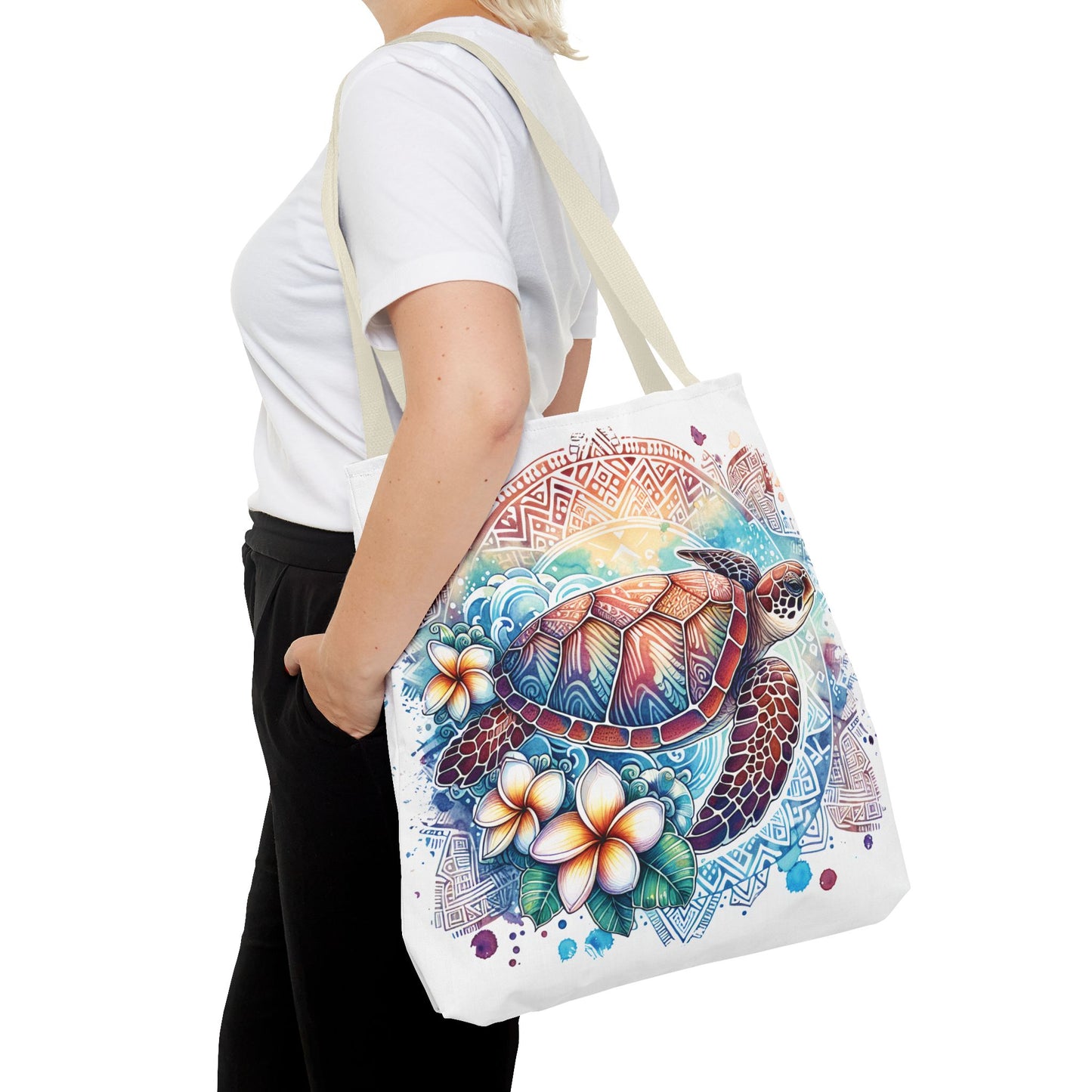 🐢 Tropical Sea Turtle Tote Bag – Coastal, Artistic & Practical 🌺