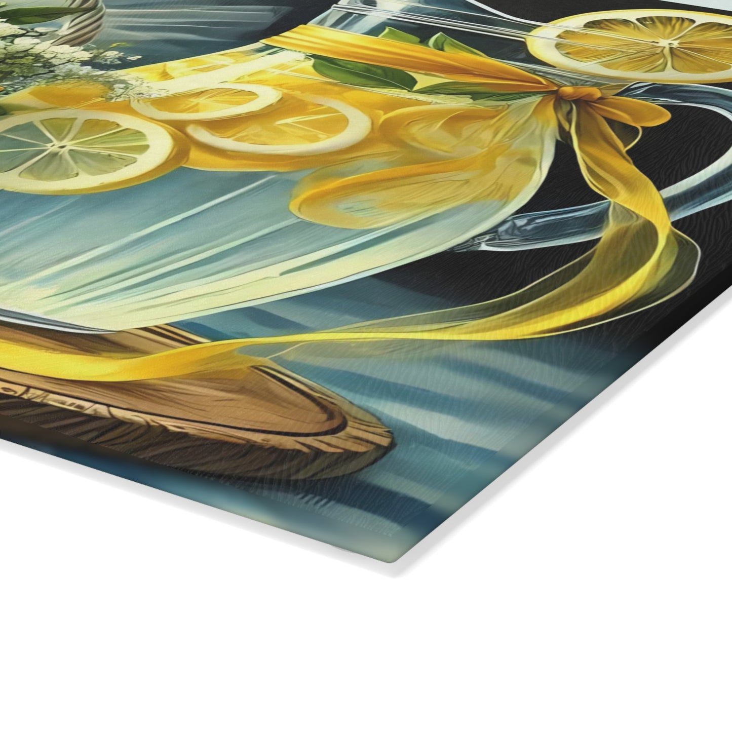 Tabla de cortar de limón, decoración de cocina cítrica, estilo rústico de granja, tabla de cortar de vidrio, decoración de cocina de verano, diseño de limón fresco, idea de regalo