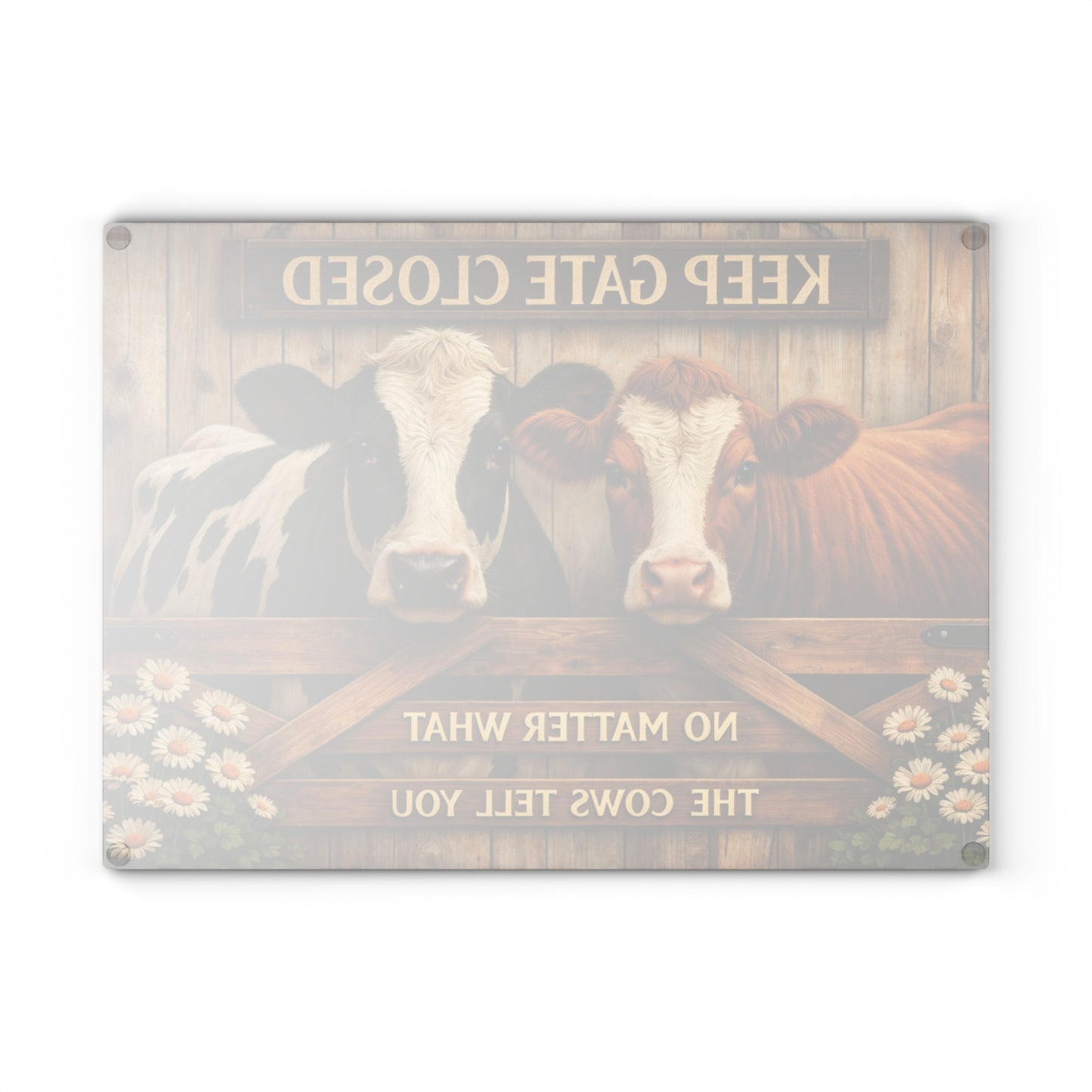 Keep Gate Closed Cow Glass Cutting Board – Funny Farmhouse Kitchen Decor
