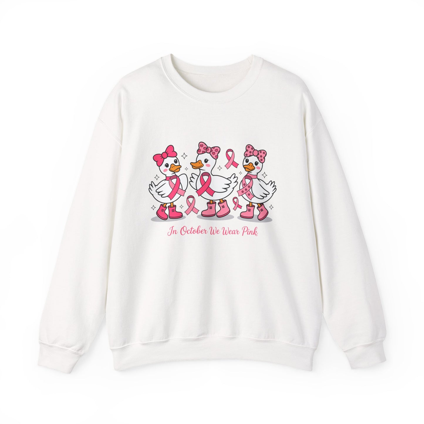 🎀🦆 In October We Wear Pink Duck Sweatshirt – Cute & Courageous Support 💗