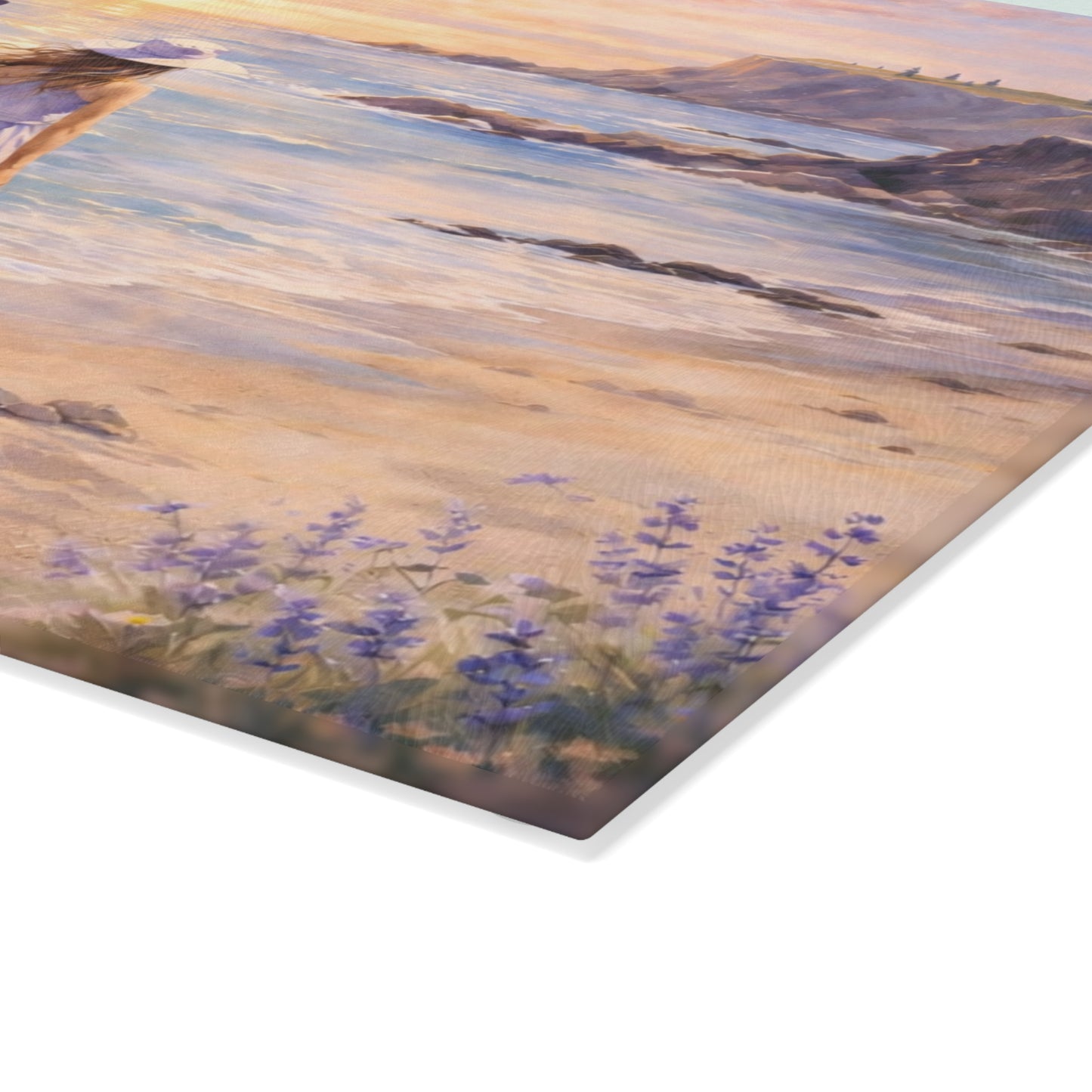 “I Love You Mom” Beach Sunset Glass Cutting Board – Mother’s Day Gift for Mom