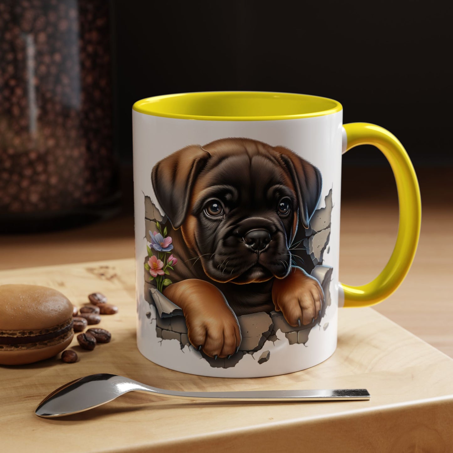 🧡 Boxer Puppy Accent Mug – Adorable Peek-Through Cup for Dog Lovers