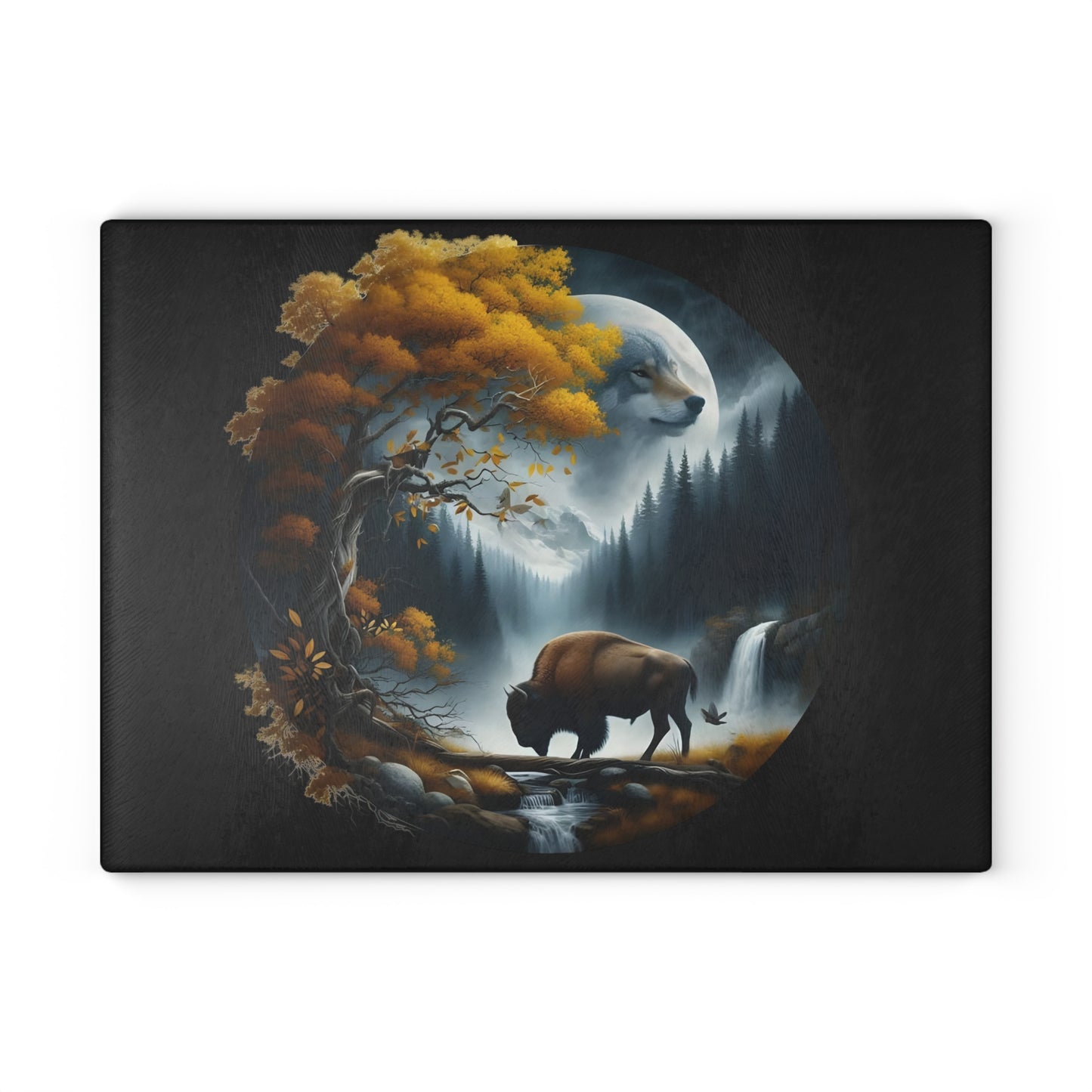🌌 Mystic Bison Moonlight Cutting Board – Wilderness Spirit for Your Kitchen 🦬