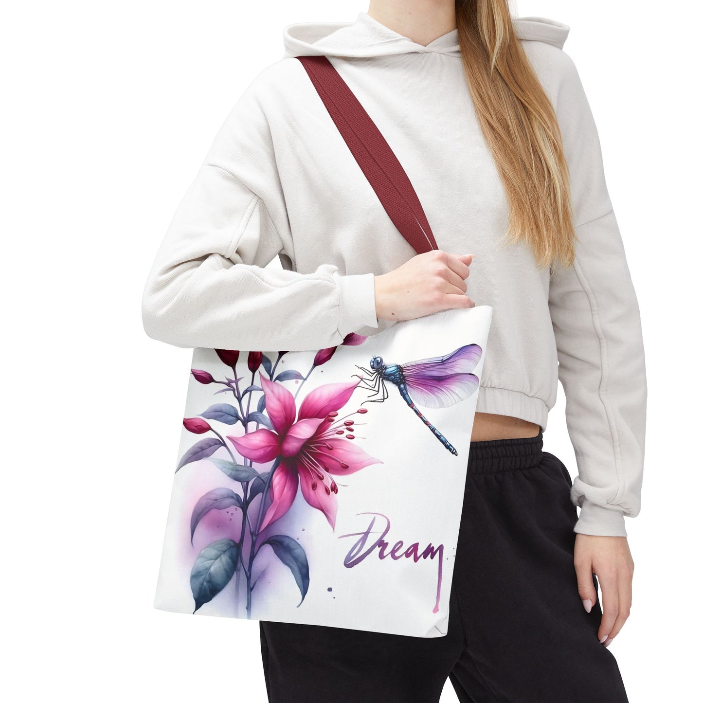 Bolso tote floral "Dream" con detalle de libélula: un bolso de mano inspirador y elegante