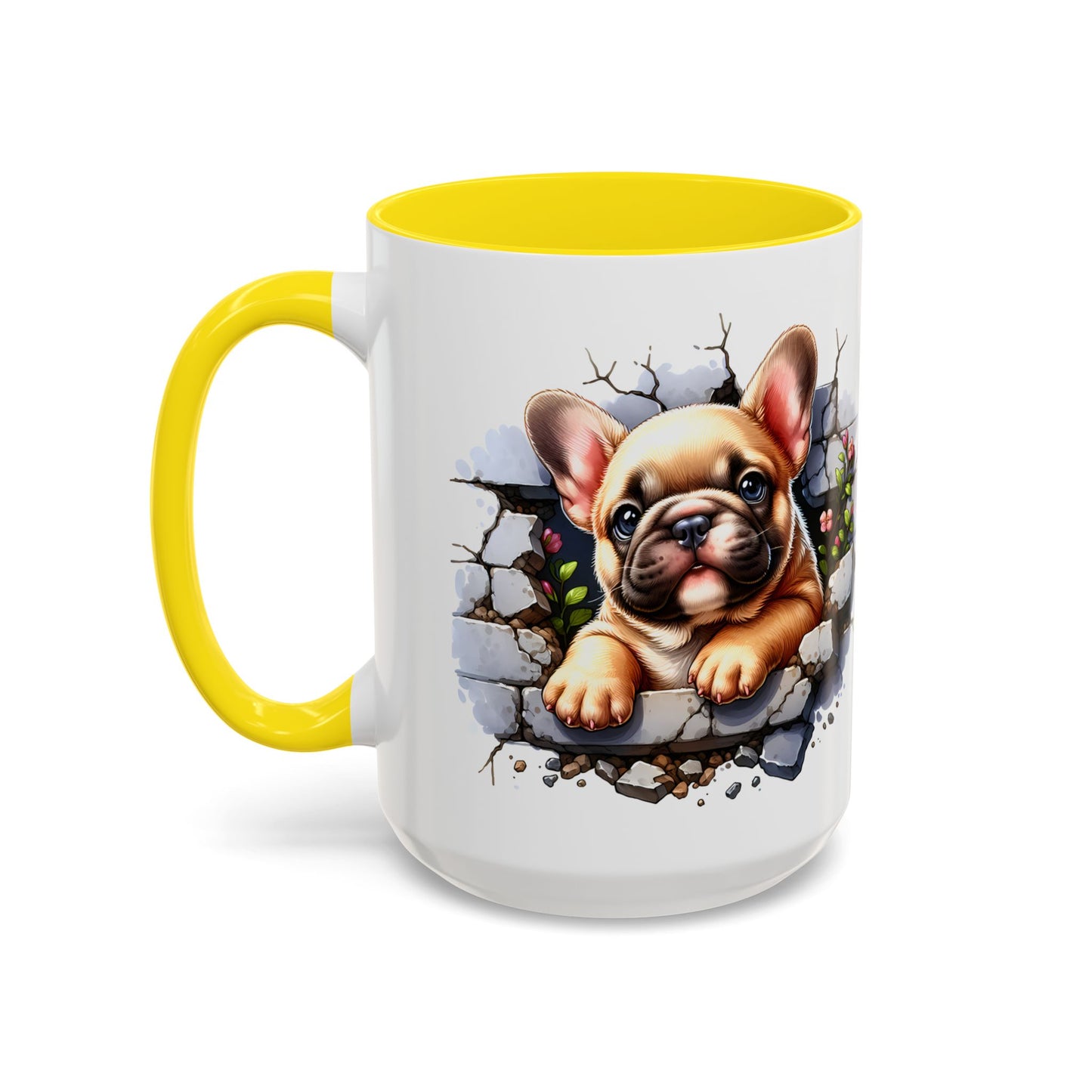 🐾☕ Tan French Bulldog Puppy Accent Mug – Sweet Peek-Through Pup Design ✨