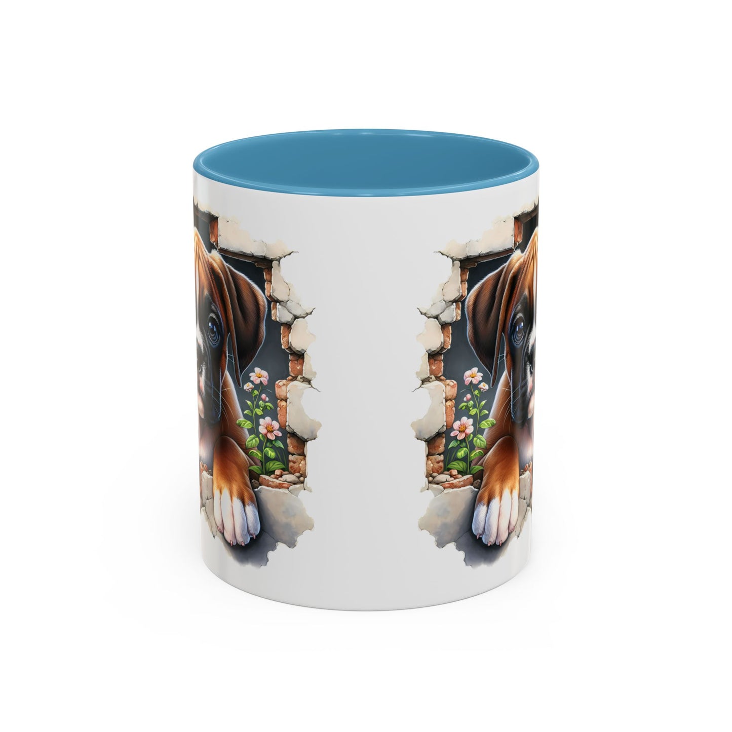 🐶☕ Boxer Puppy Peek Accent Mug – Adorable Dog Lover Gift ✨💛