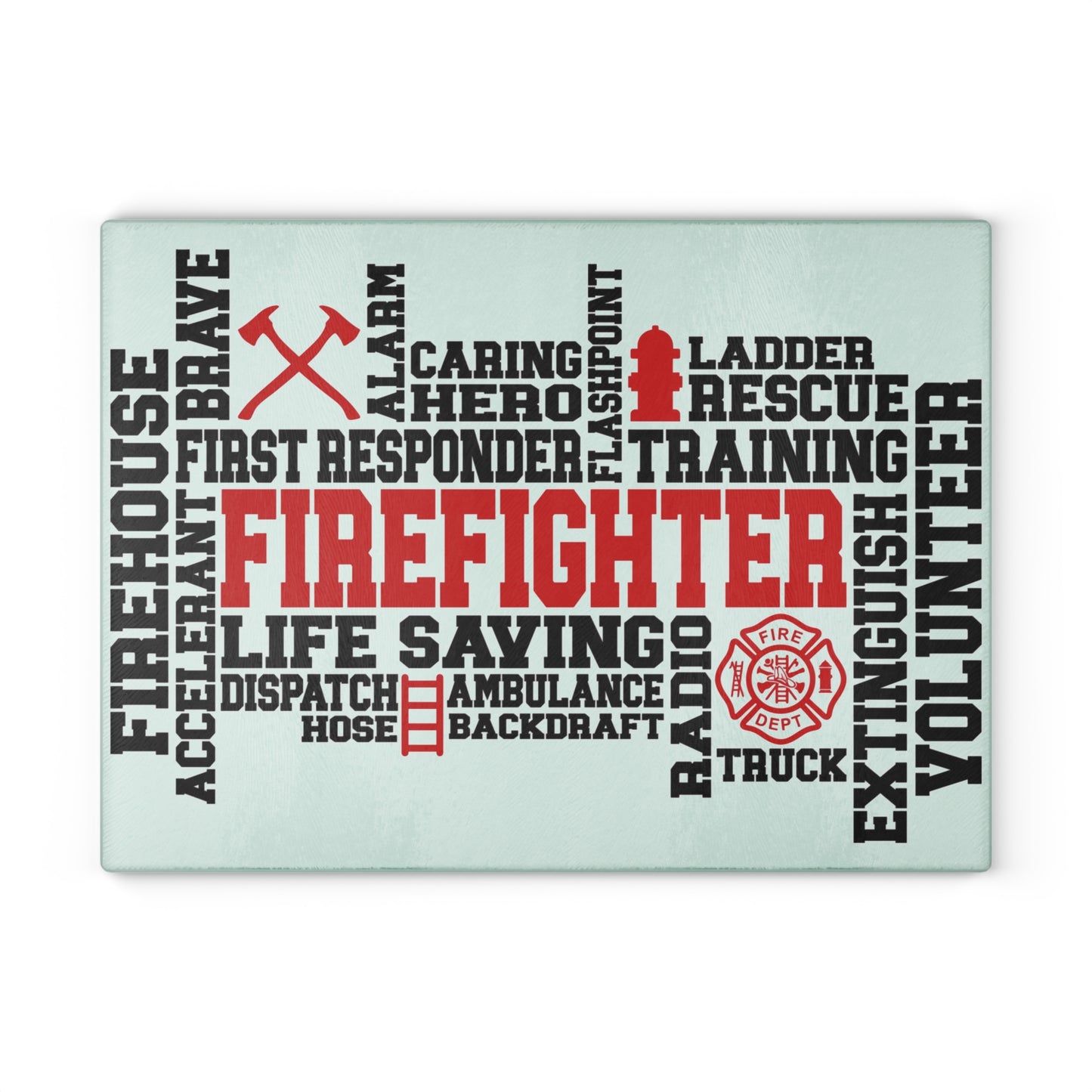 Firefighter Word Art Cutting Board – Strength, Service, and Bravery