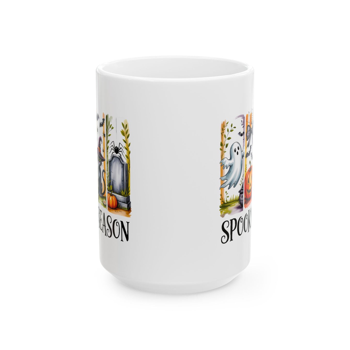 🎃 Spooky Season Mug – Cute Halloween Cat, Ghosts & Pumpkins 👻