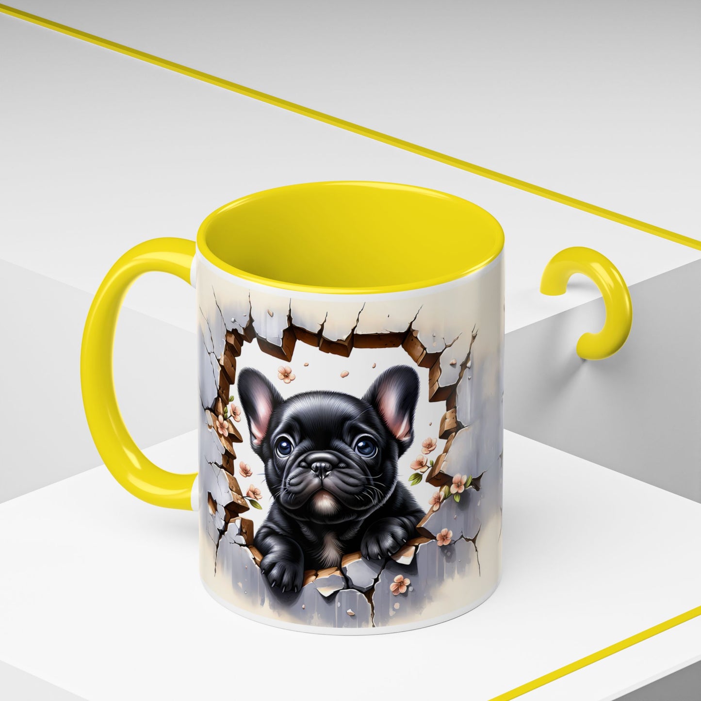 🐾☕ Black French Bulldog Puppy Accent Mug – Cute Breakthrough Pup Design ✨