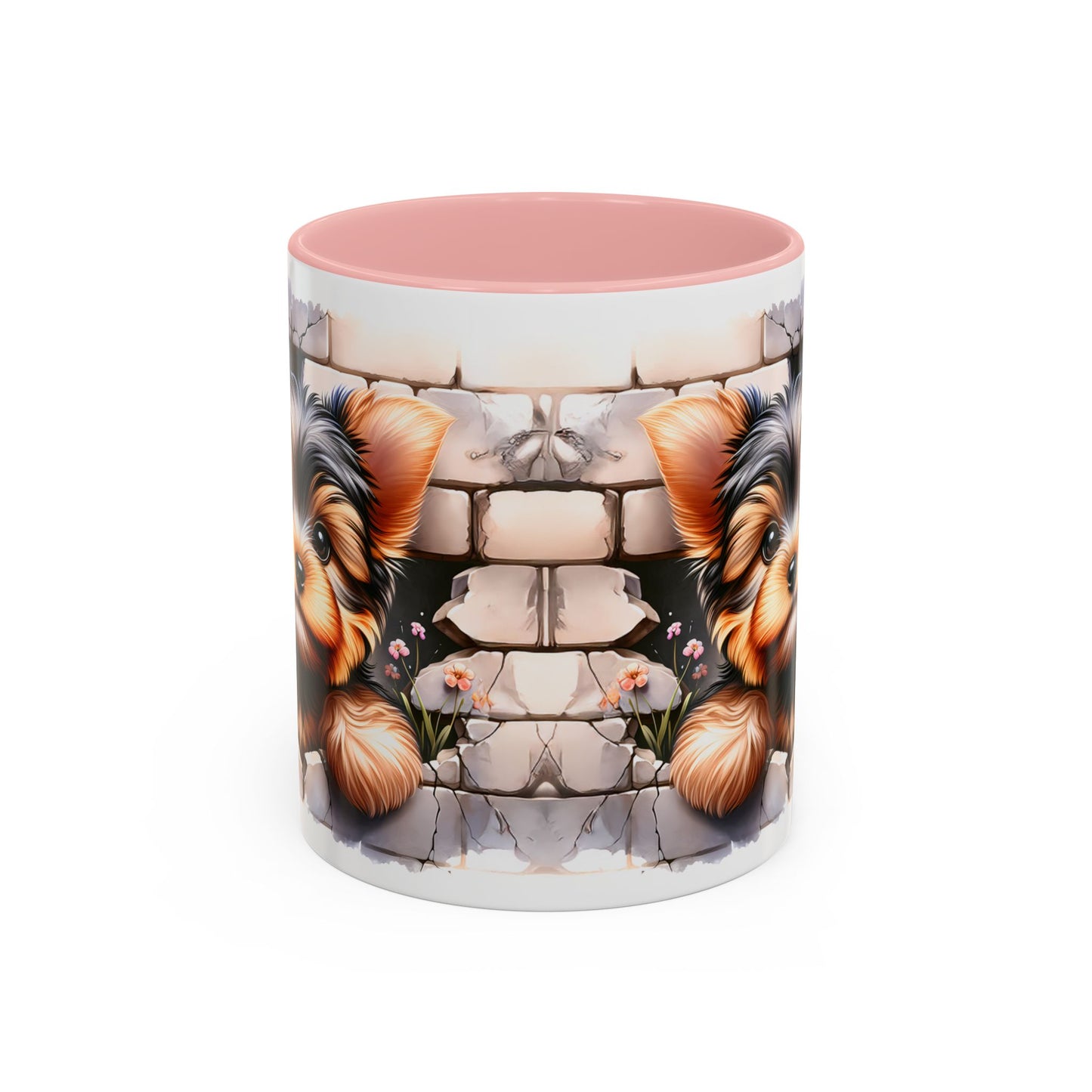 🎀🐶 Yorkie Puppy Accent Mug – Cute Peek-Through Dog Design for Animal Lovers ☕💖