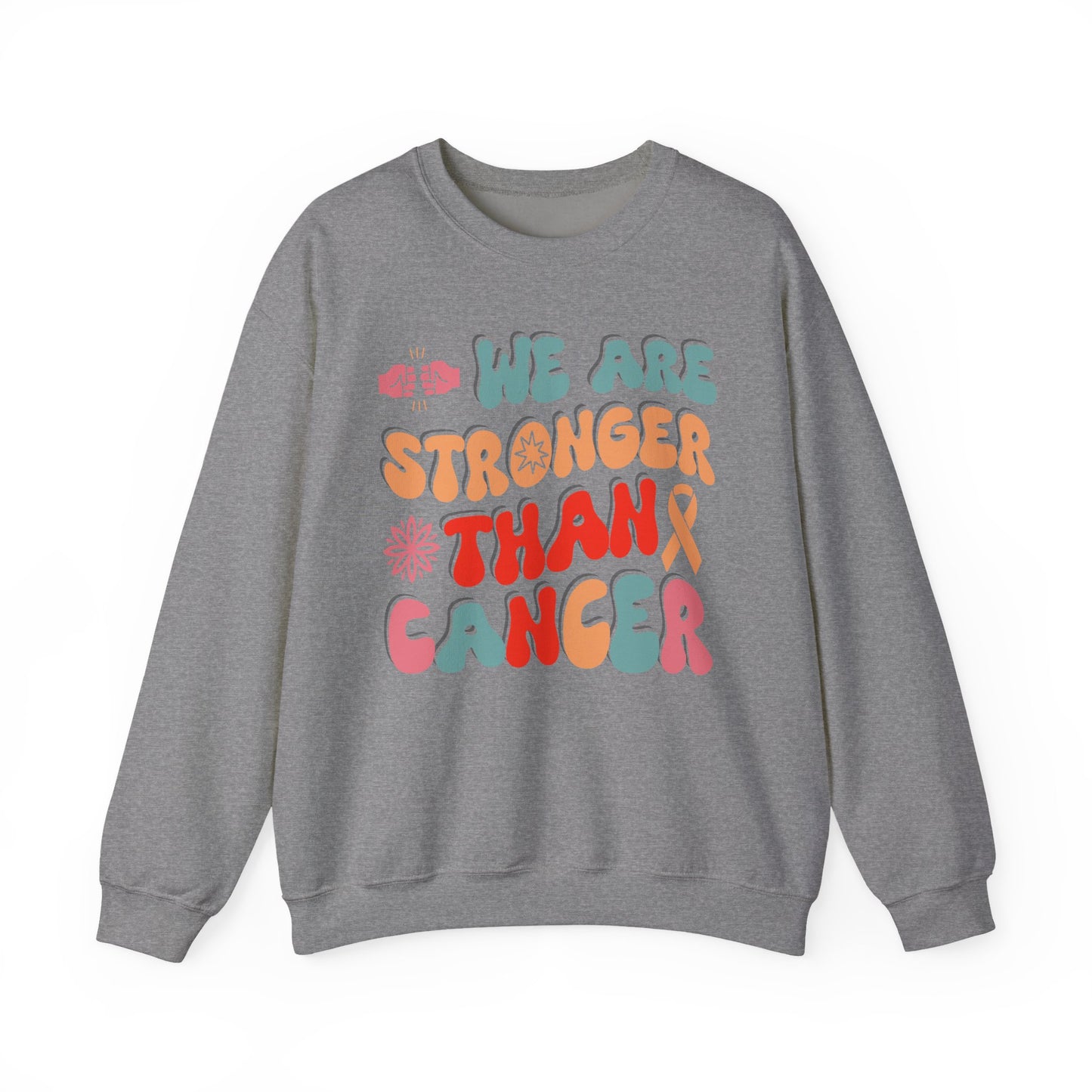 💪🌸 We Are Stronger Than Cancer Sweatshirt – Retro Breast Cancer Awareness Crewneck