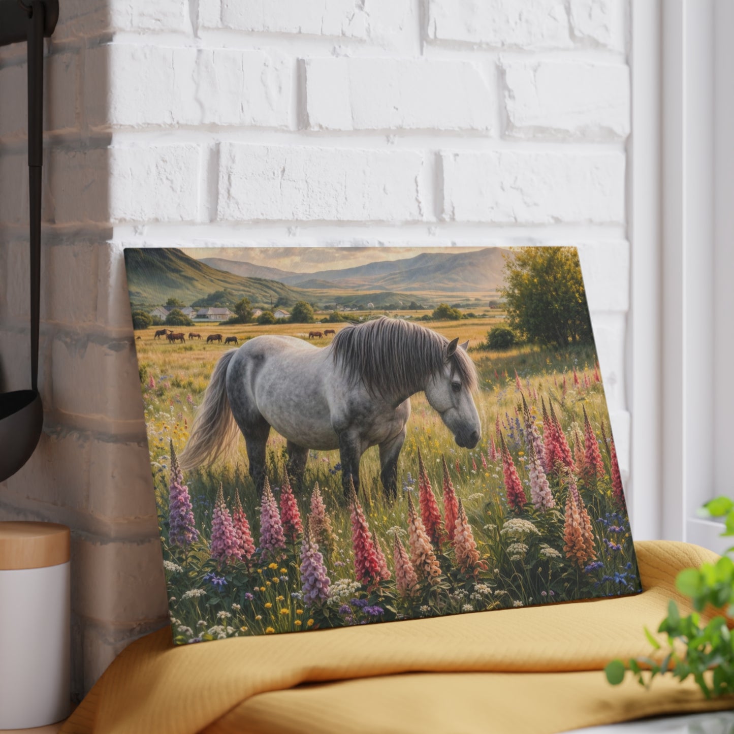 Wildflower Horse Glass Cutting Board – Farmhouse Horse Lover Kitchen Decor