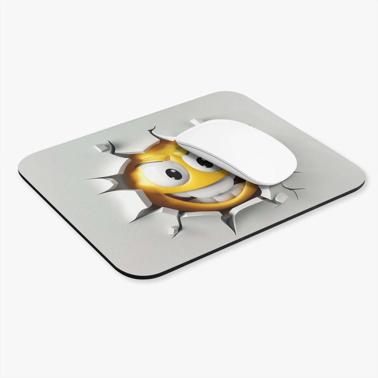 🖱️😏🧱 3D Smash Emoji Mouse Pad – Sneaky Grin Breaking Through the Wall