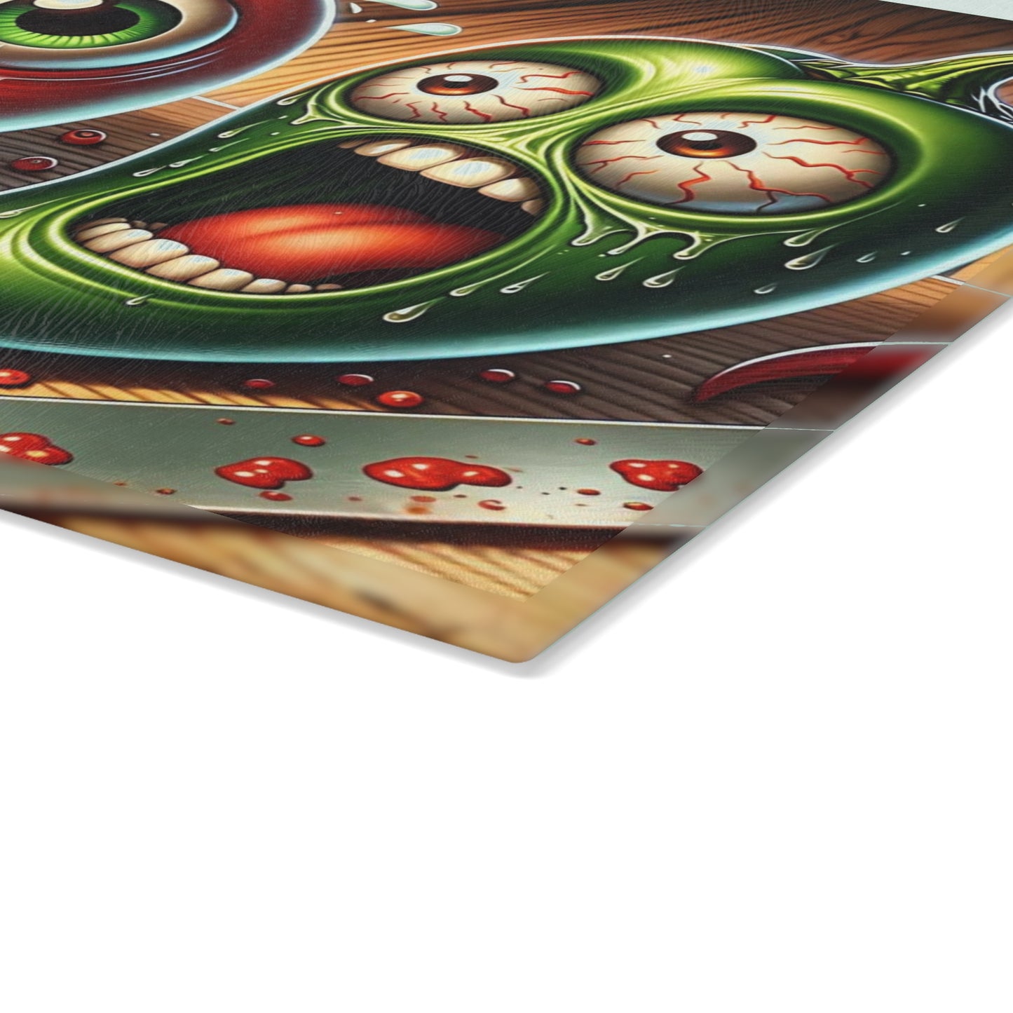 🌶️🍅 “Spicy Sidekick: Tomato & Pepper Panic” Glass Cutting Board – Laugh-Out-Loud Kitchen Vibes