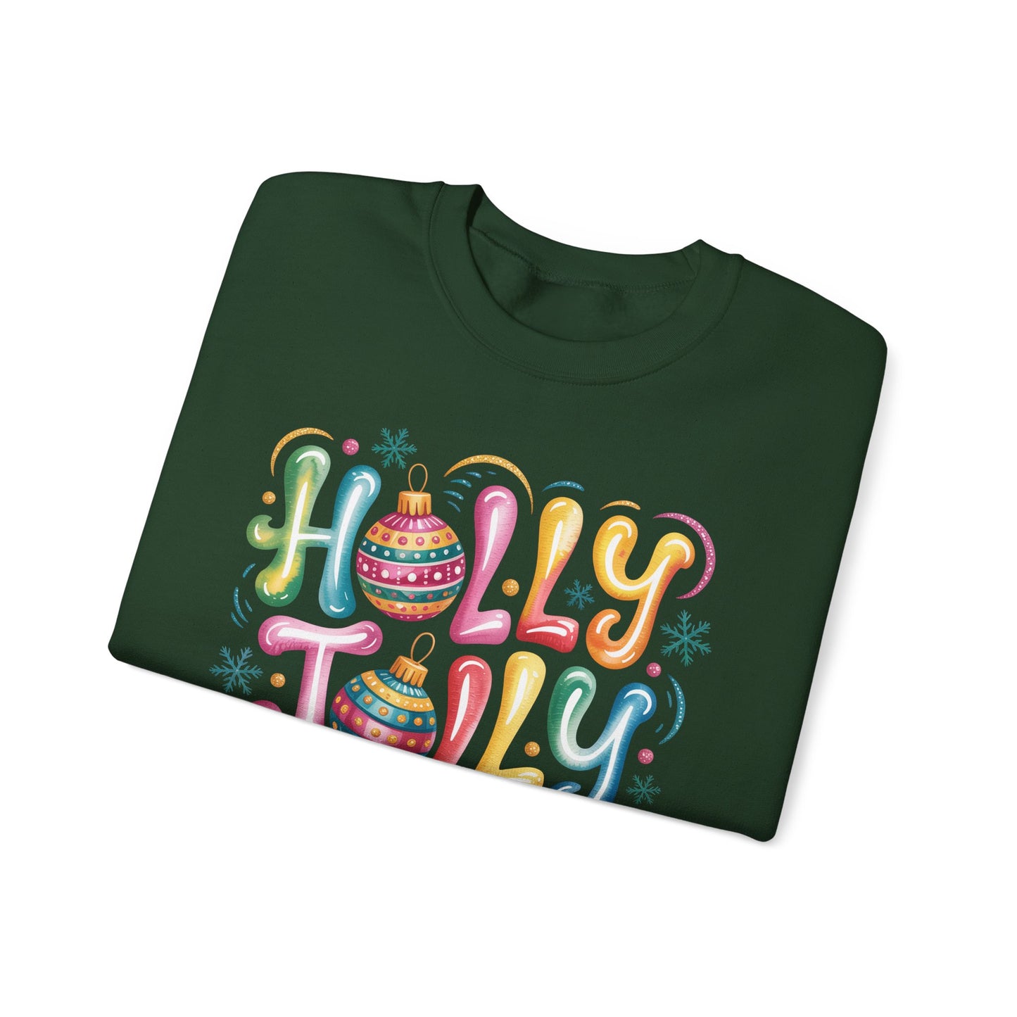 🎄✨ Holly Jolly Rainbow Ornament Christmas Sweatshirt – Festive & Fun Holiday Style 🌈🎁
