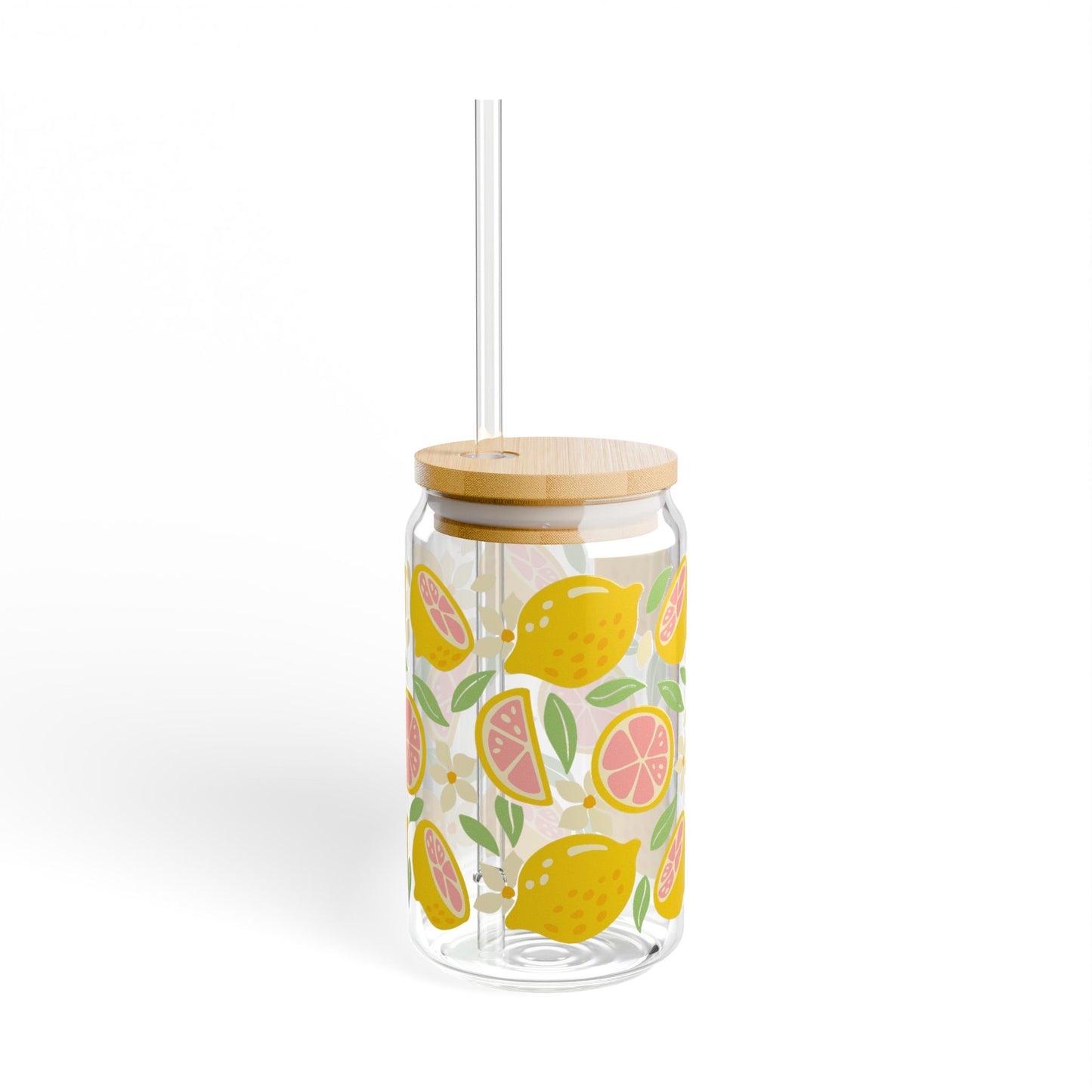 🍋🌸 Citrus Bloom Sipper Glass – 16oz Zesty Sunshine for Your Day 🌞🍊