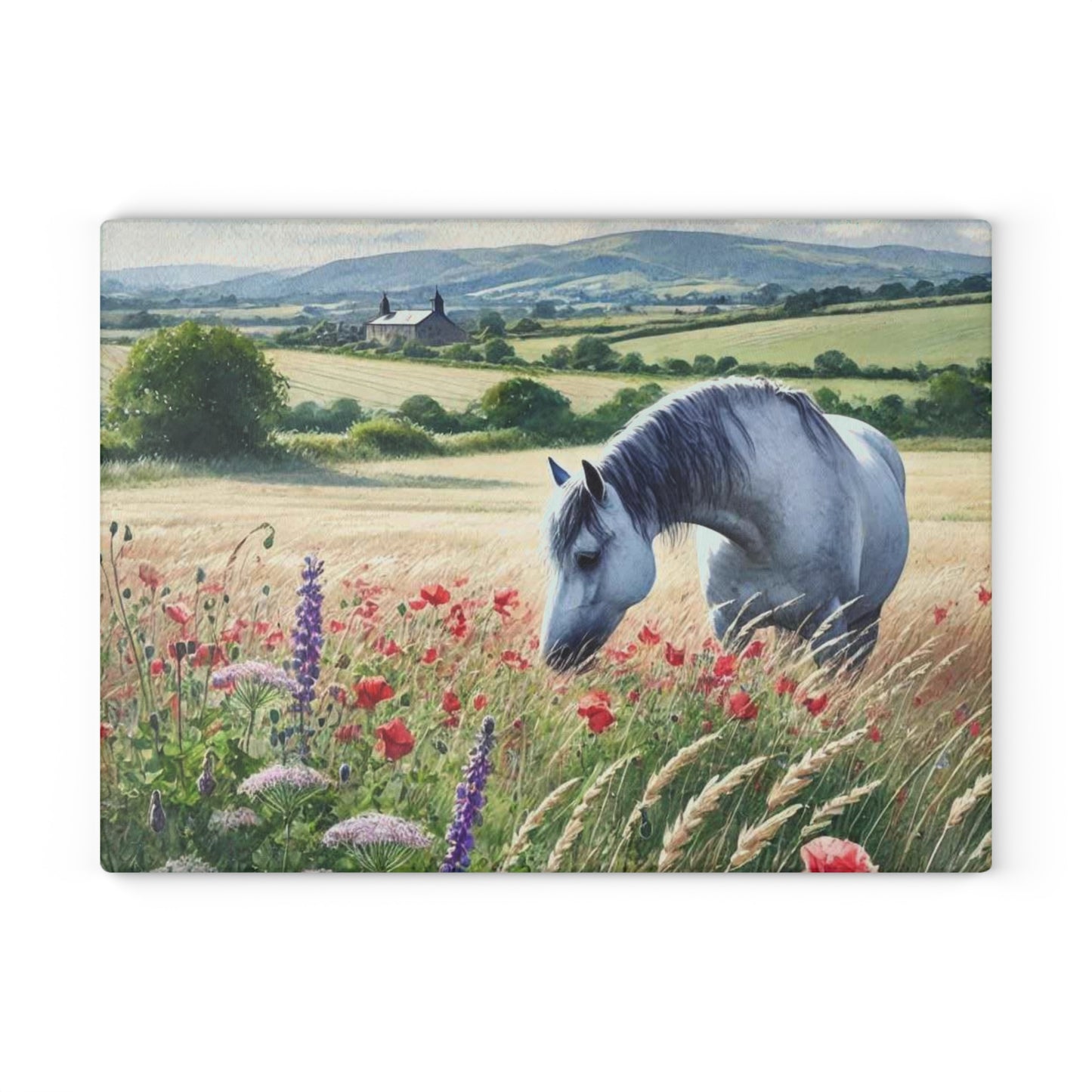 Horse Cutting Board, Equestrian Gift, Glass Cutting Board, Rustic Kitchen Decor, Horse Lover Gift, Farmhouse Kitchen Decor, Horse Lover Gift