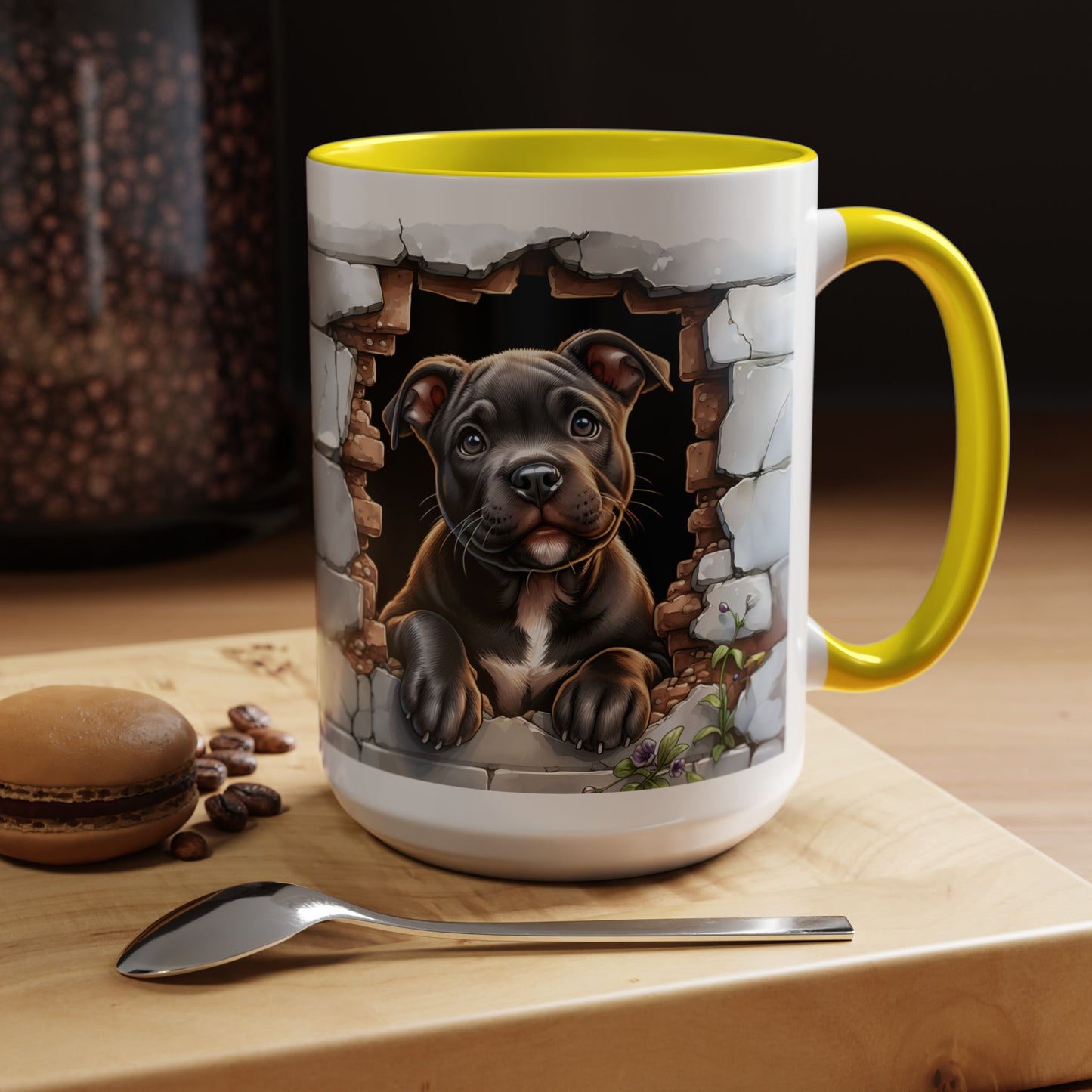 🐶☕ Pit Bull Puppy Accent Mug – Cute Breakthrough Pup Design ✨