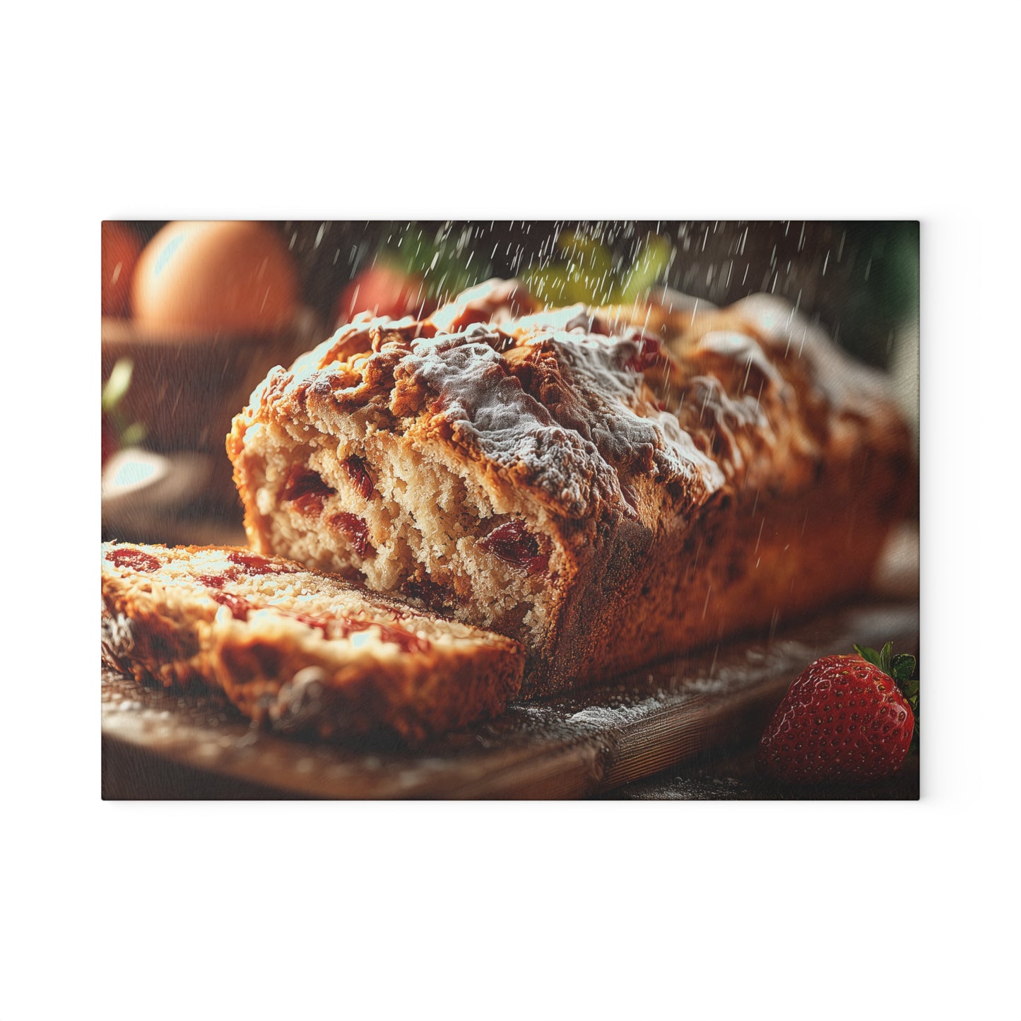 🍓✨ Strawberry Bread Rustic Cutting Board – Sweet Charm for Your Kitchen 🍞