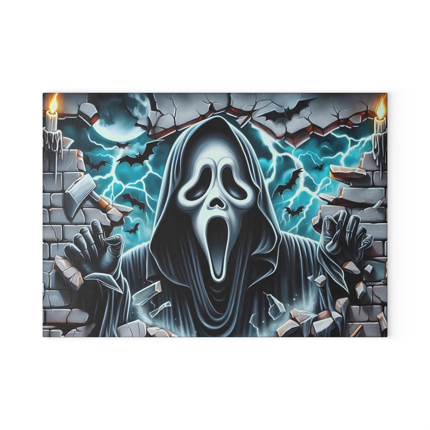 👻 Screaming Phantom Wall Break Cutting Board – Haunted Glow & Midnight Mayhem Kitchen Decor ⚡🦇